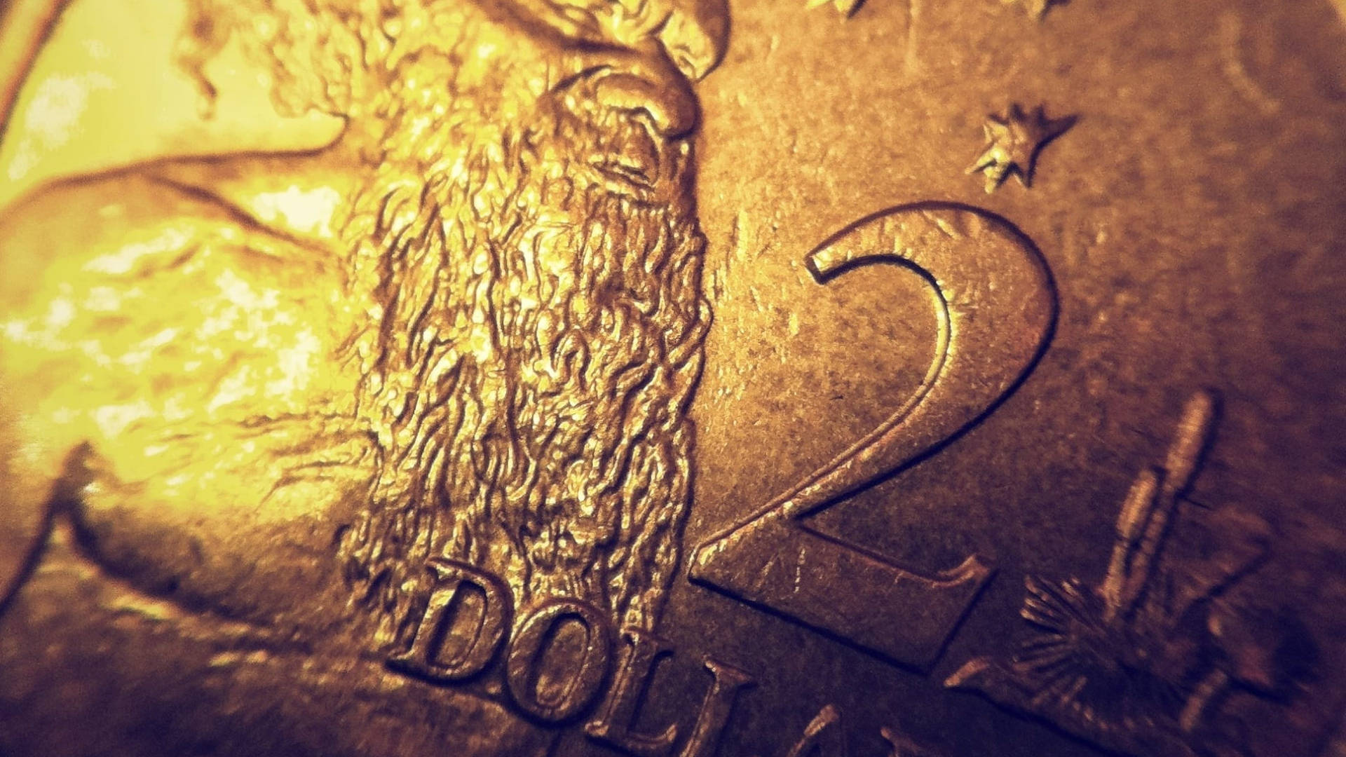 Australian Dollar, two-dollar coin, golden, Full HD Desktop Wallpaper