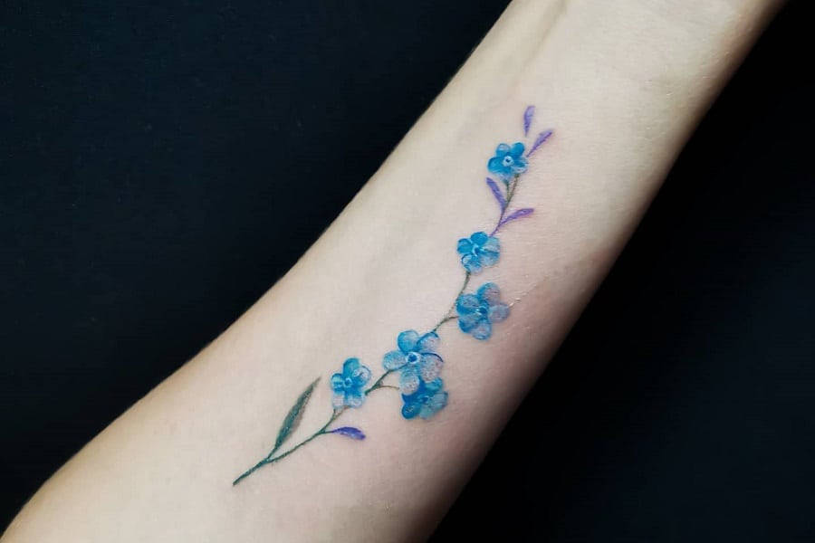 forget me not flowers, tattoo, inner forearm, SD Desktop Wallpaper