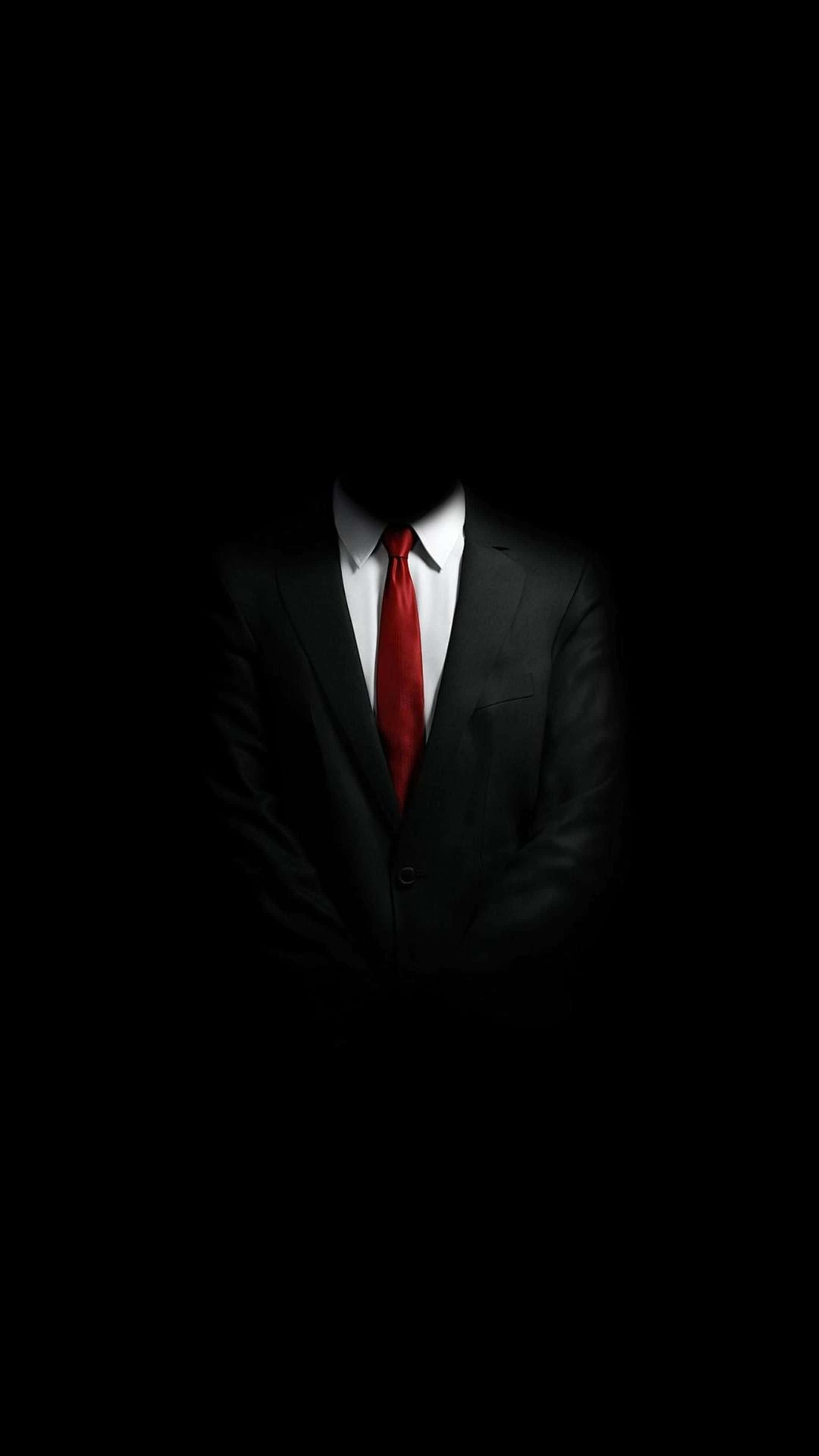black suit, red tie, total darkness, 4K Phone Wallpaper
