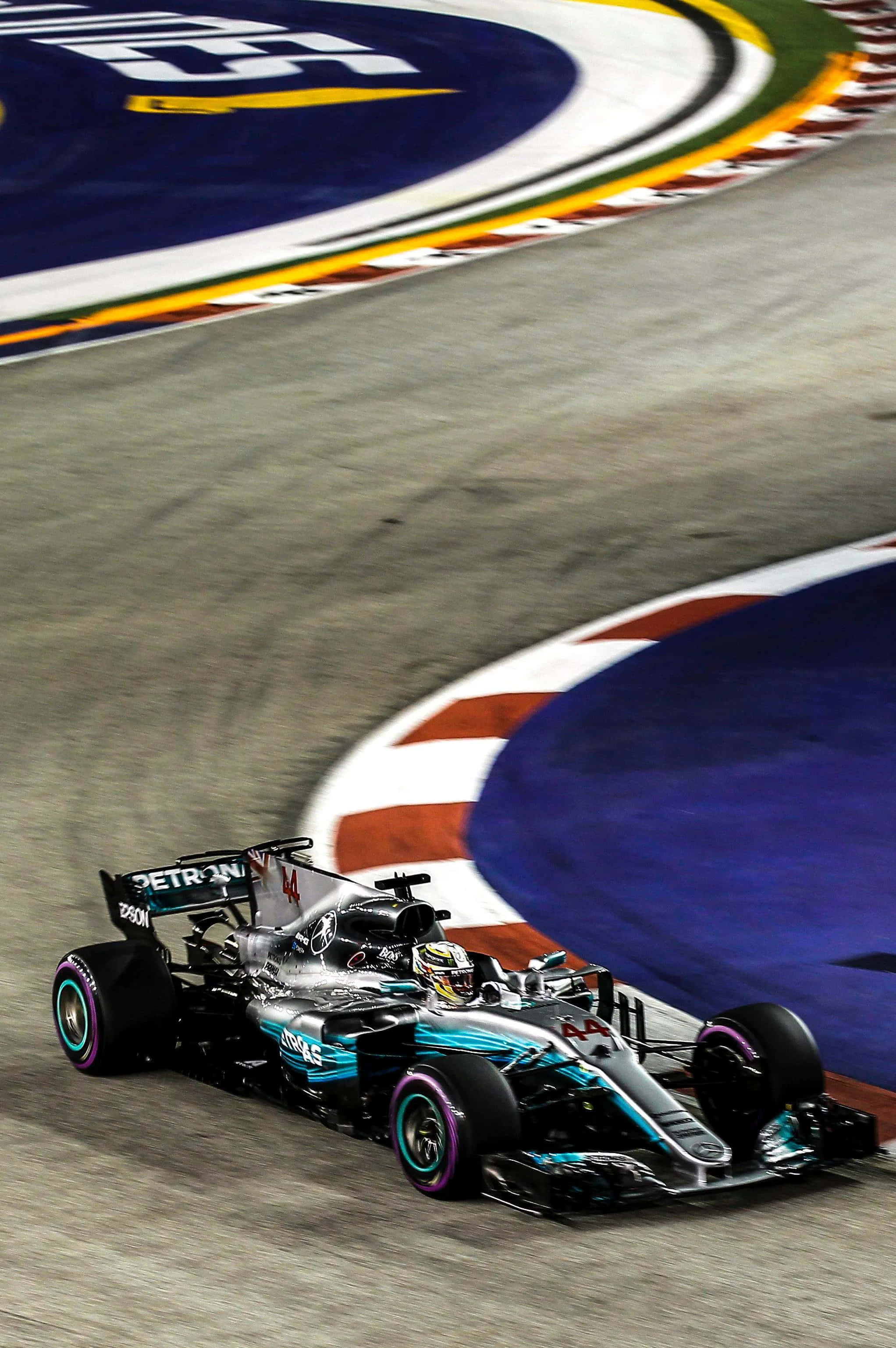 Formula 1, iPhone, sleek silver and teal Formula 1 car, 2K Phone Wallpaper