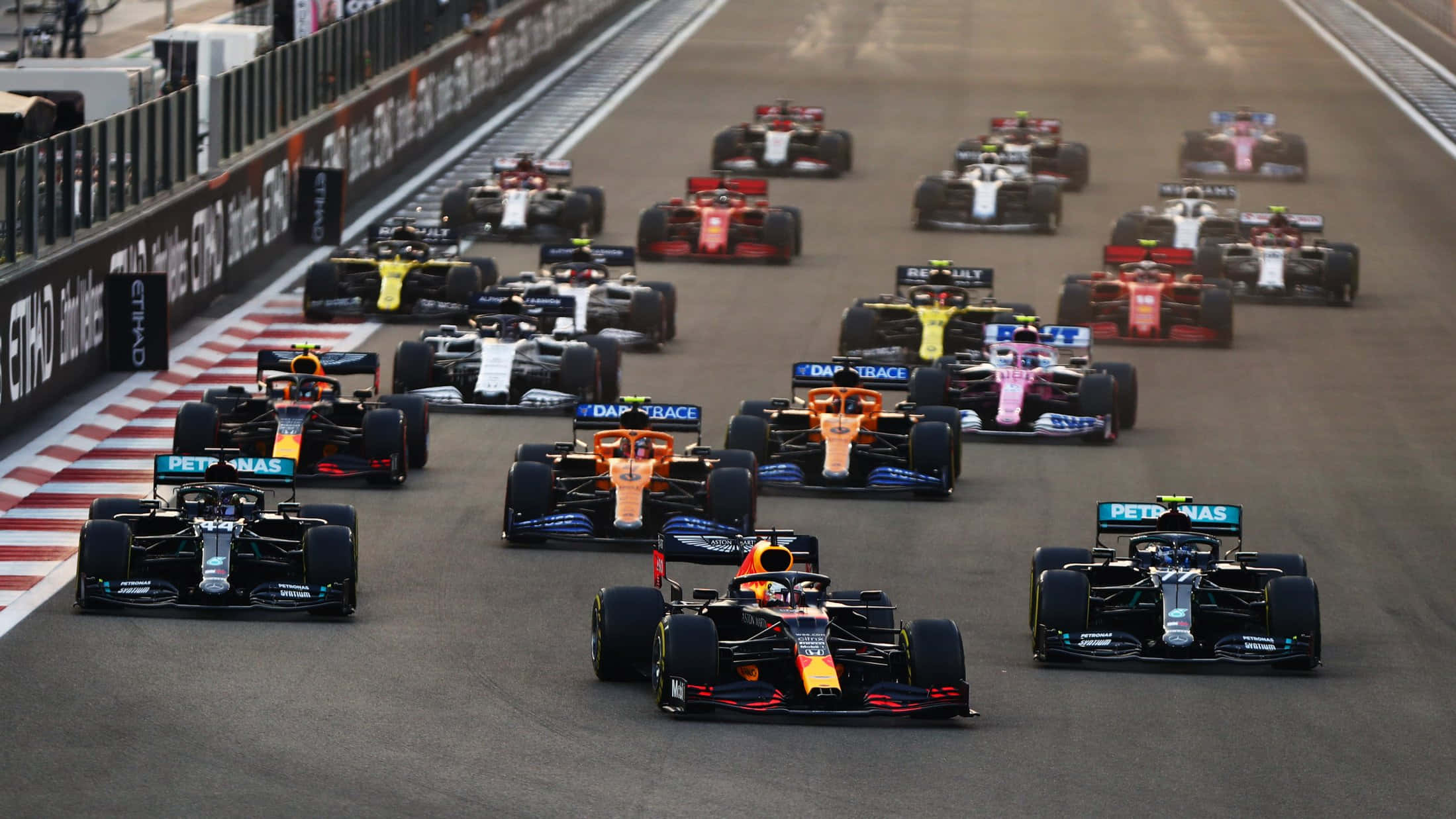 Formula 1, race start, high-speed, Full HD Desktop Wallpaper