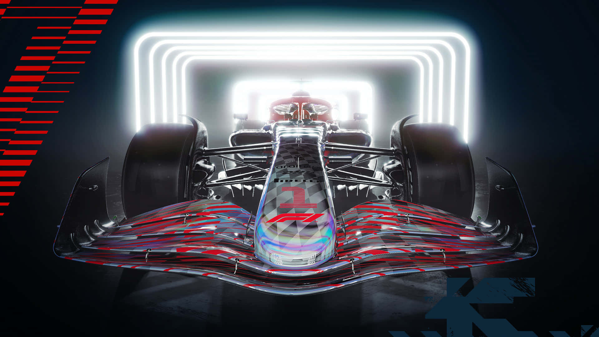 Formula One, red light, red and silver accents, Full HD Desktop Wallpaper