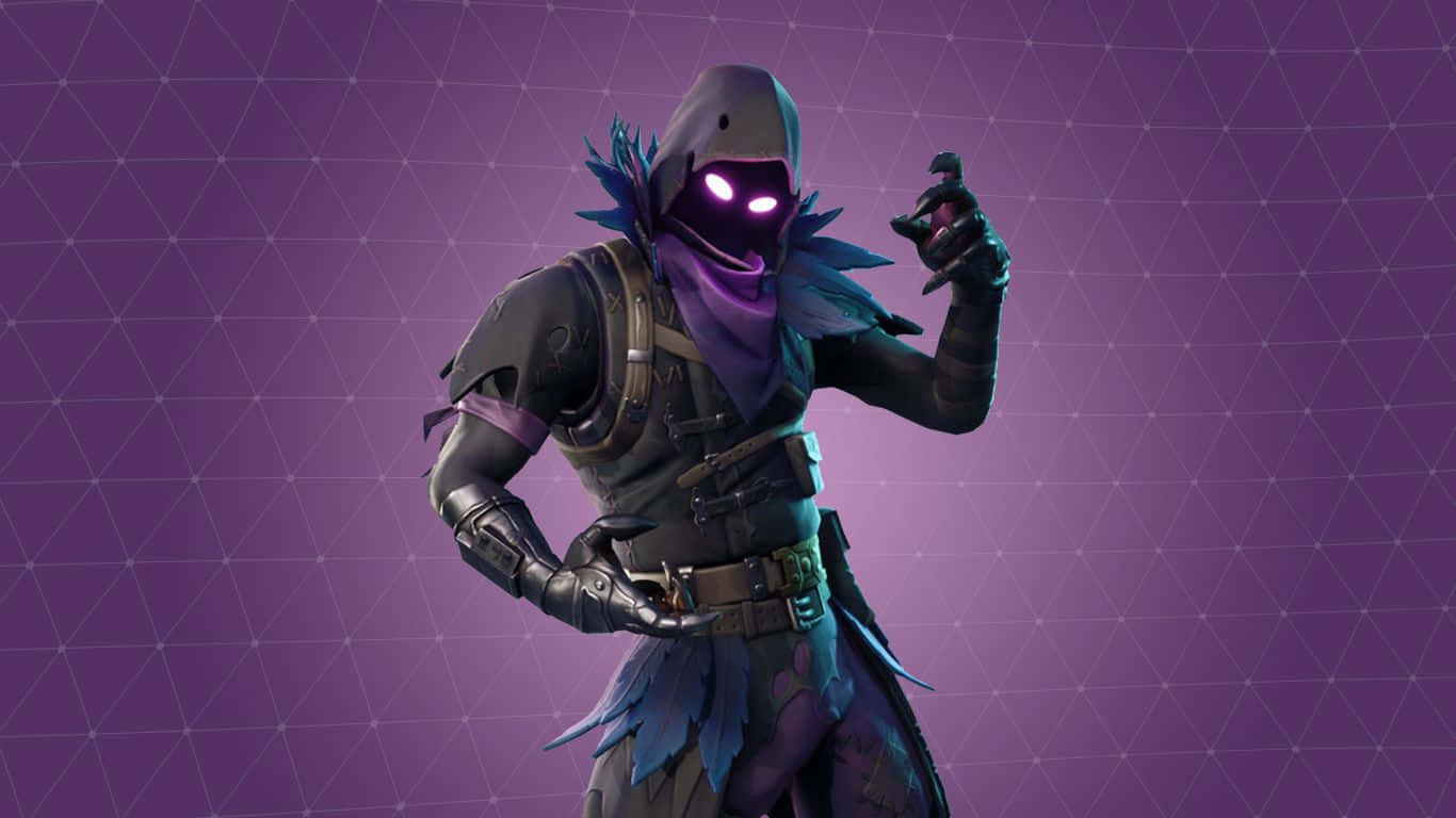Fortnite, glowing purple eyes, dark armor, HD Desktop Wallpaper