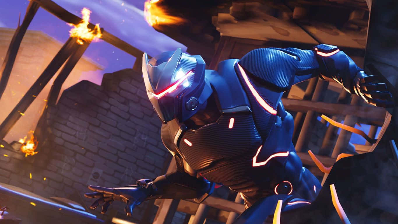 Fortnite, 1366x768, futuristic blue armored warrior, HD Desktop Wallpaper