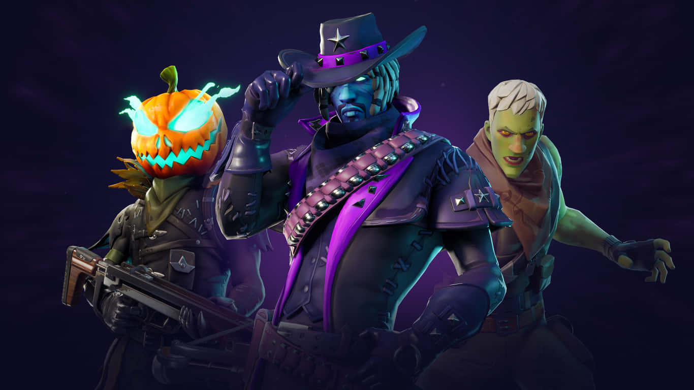 Fortnite, Halloween gear, dark purple background, HD Desktop Wallpaper
