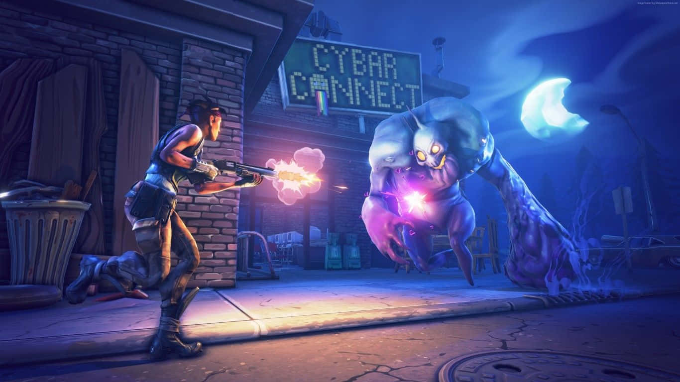 Fortnite, 1366x768, glowing weapon, HD Desktop Wallpaper