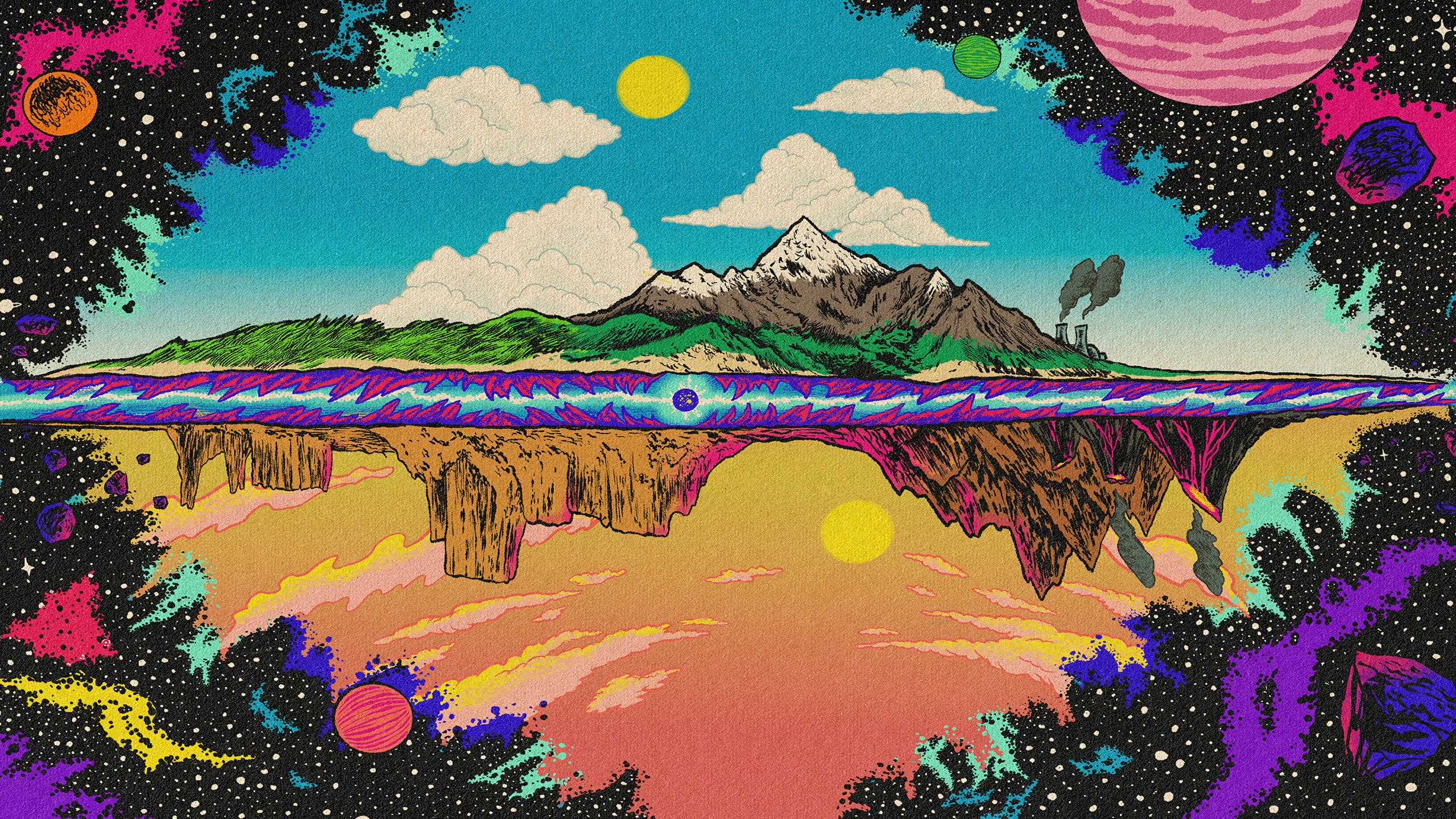 Fortnite, 2560x1440, surreal split-level landscape, 2K Desktop Wallpaper