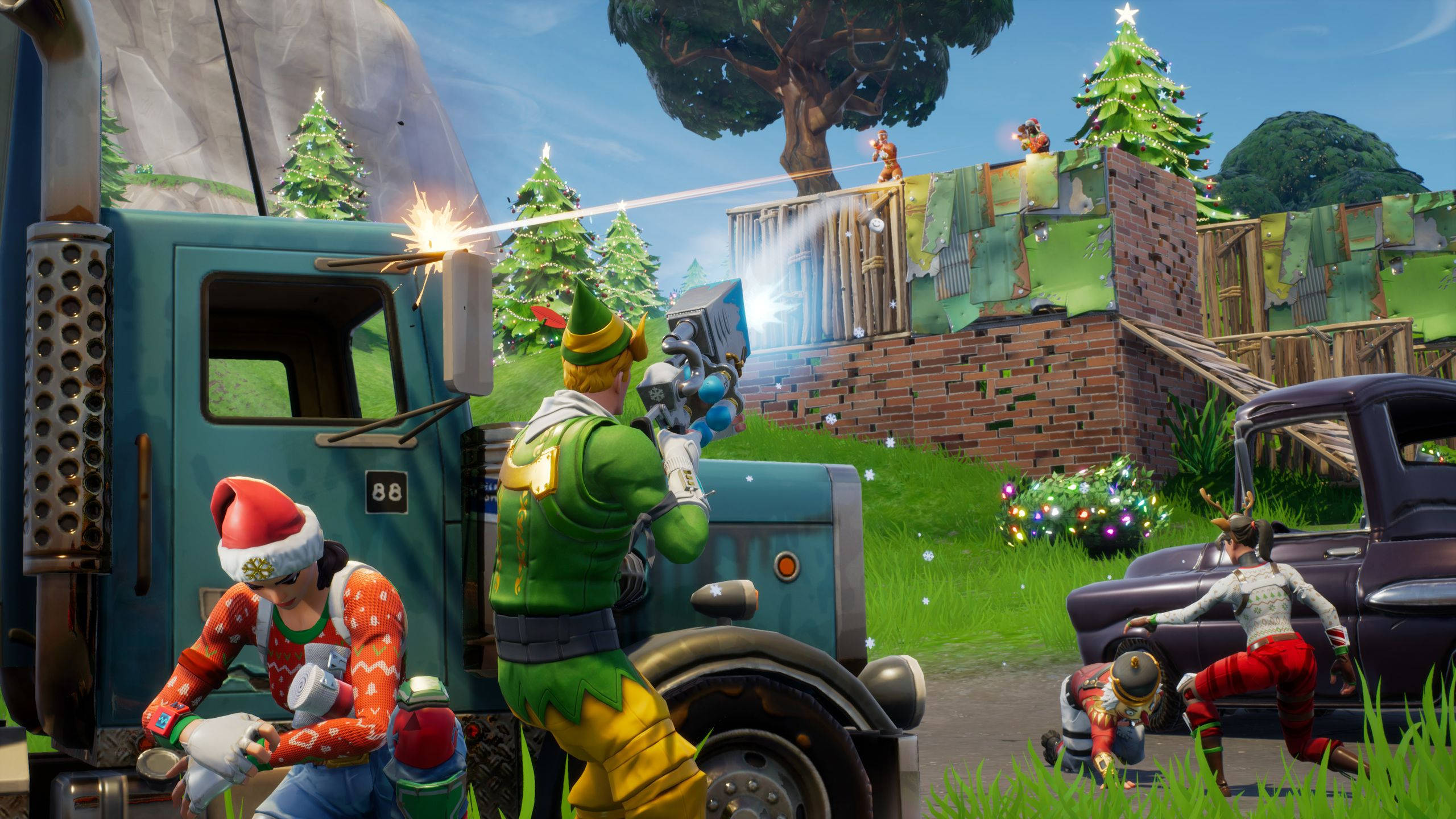 Fortnite, 2560x1440, trucks, 2K Desktop Wallpaper