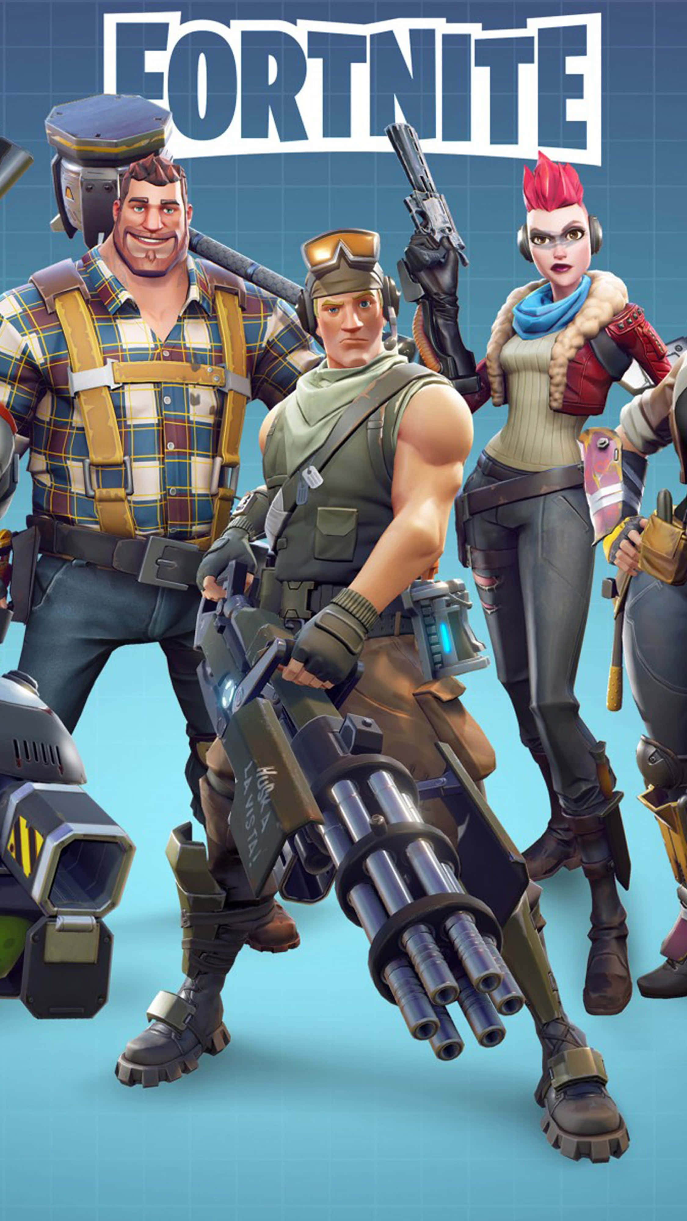 Fortnite Battle Royale, player skins, combat gear, 4K Phone Wallpaper