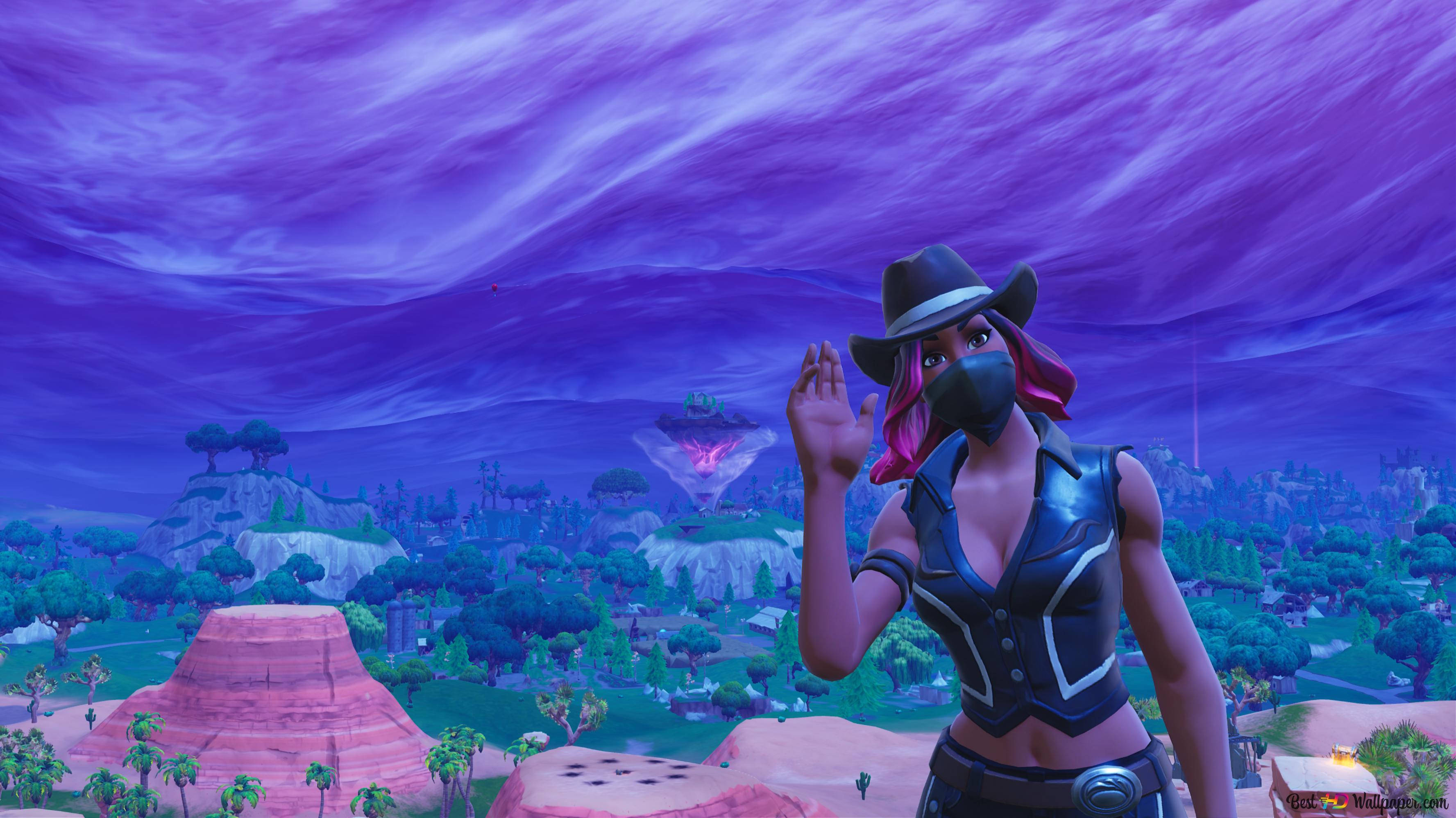 Fortnite Battle Royale, cowboy hat, masked character, 2K Desktop Wallpaper