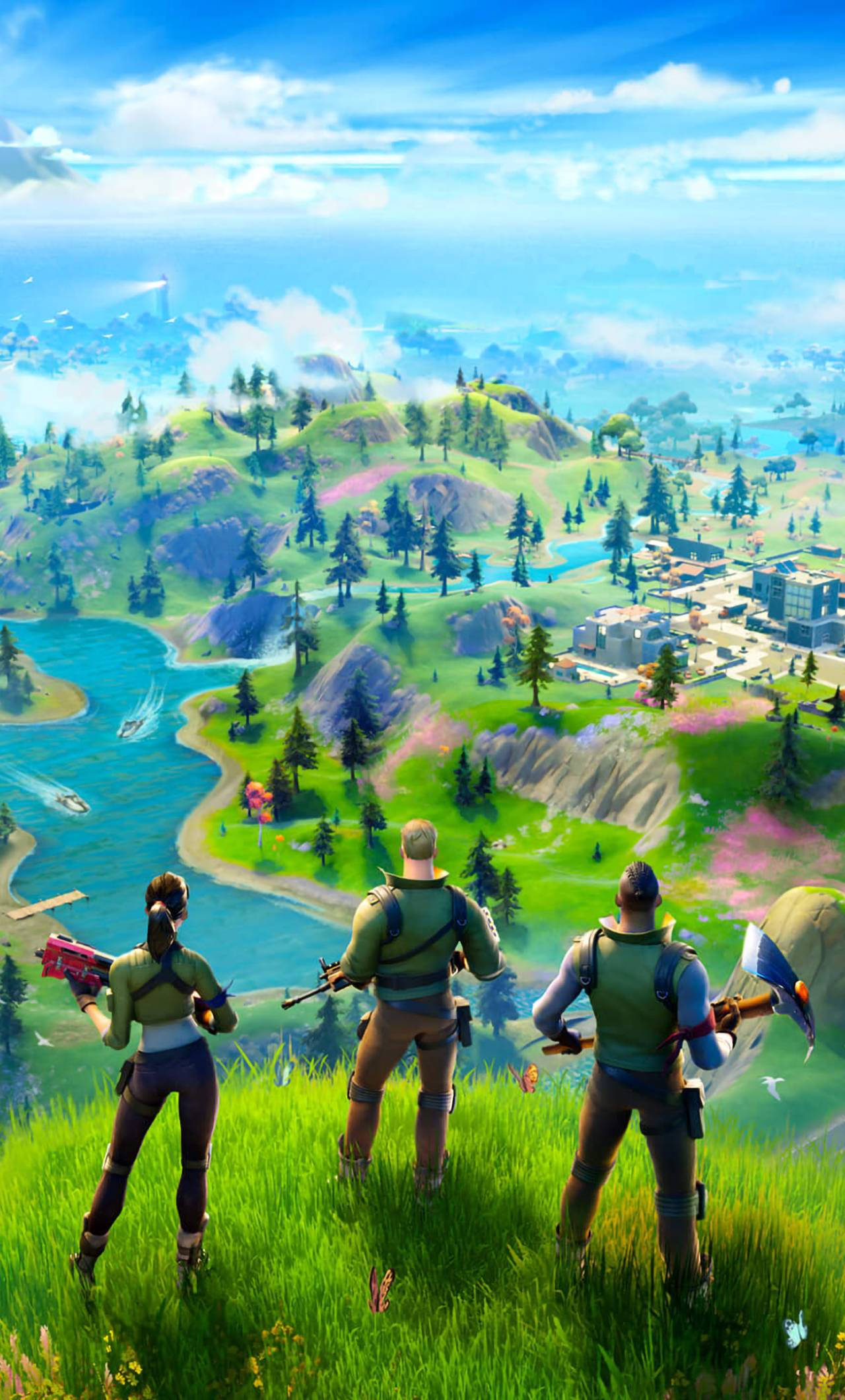 Fortnite Chapter 2 Season 6, grassy cliff, vibrant landscape, Full HD Phone Wallpaper