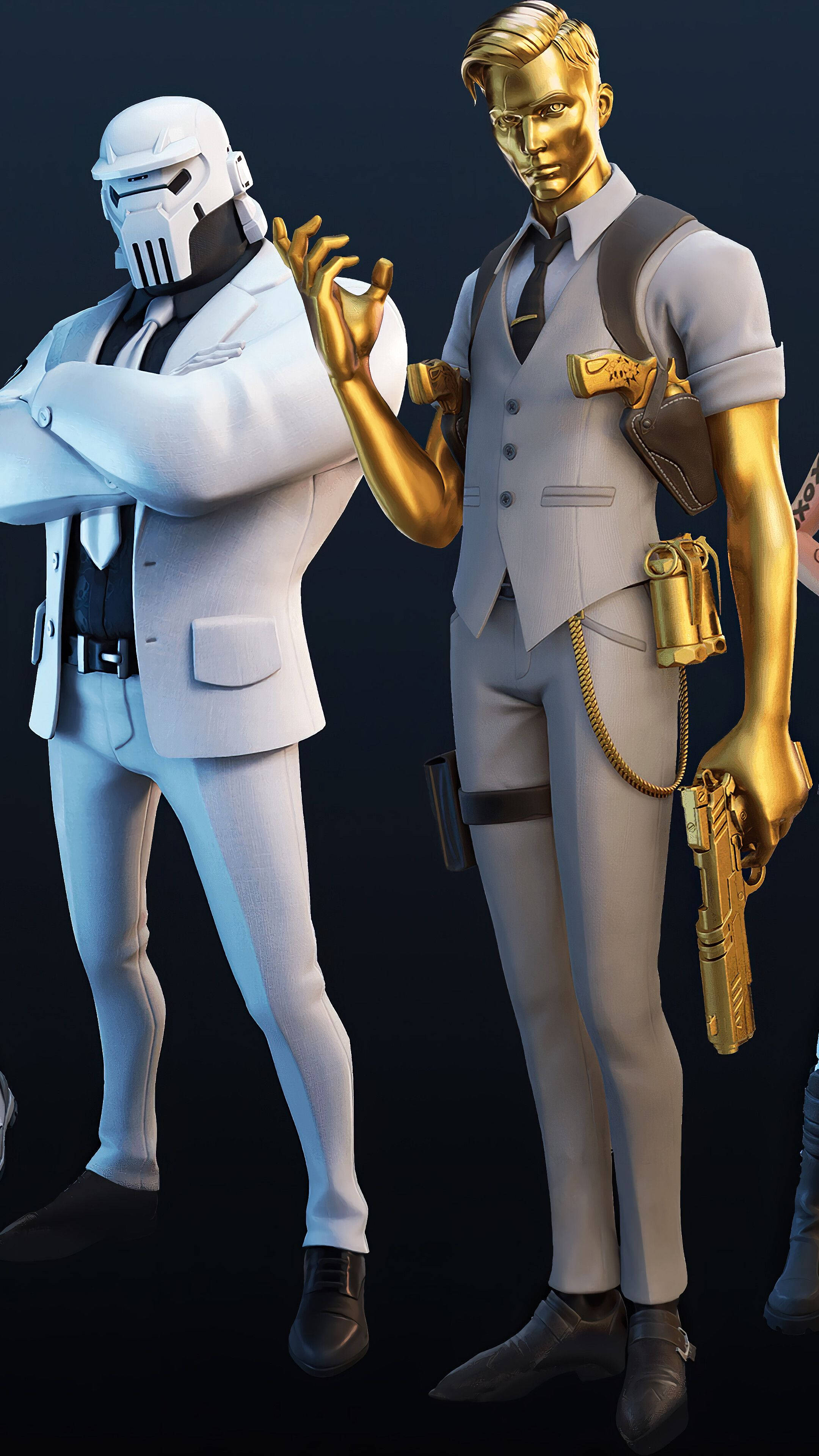 Fortnite Chapter 2 Season 6, stormtrooper armor, gold-plated suit, 4K Phone Wallpaper