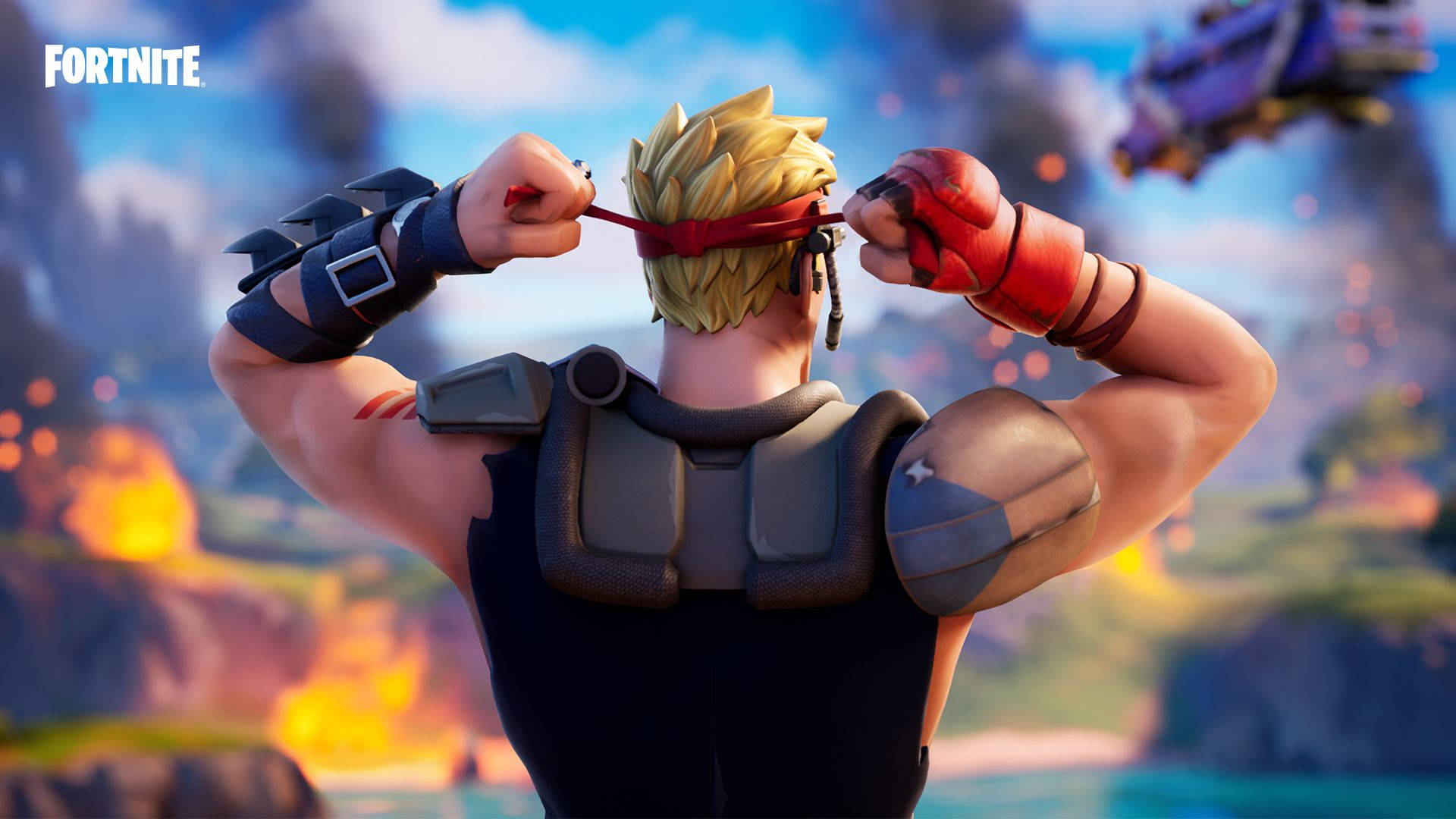 Fortnite Chapter 2 Season 6, spiky blonde hair, red headband, Full HD Desktop Wallpaper