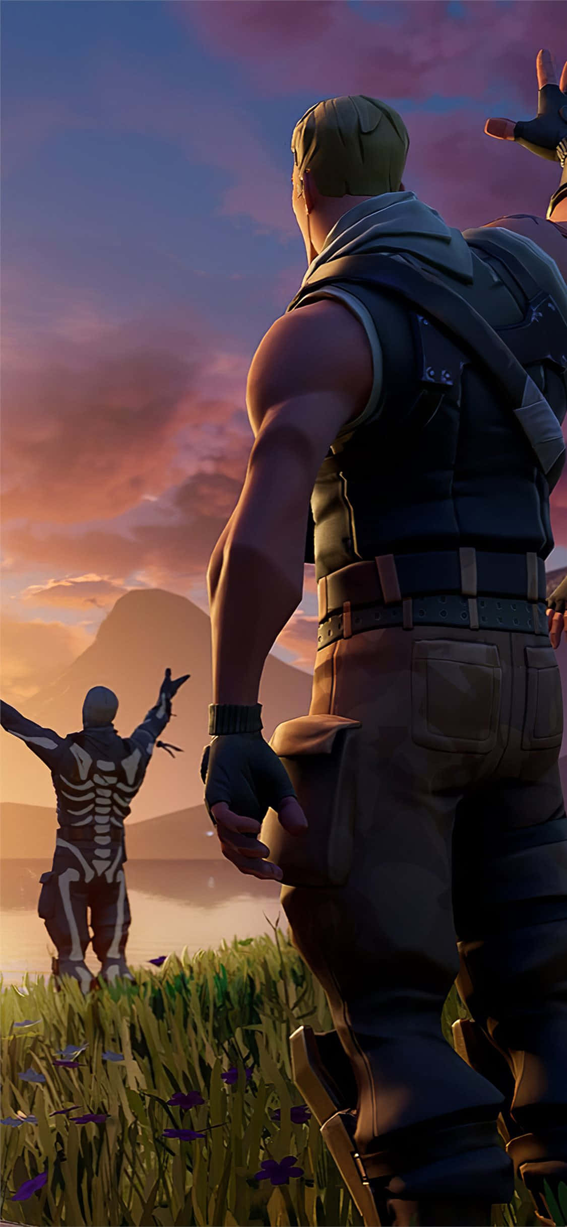 Fortnite Chapter 2 Season 7, sunset, grassy field, Full HD Phone Wallpaper