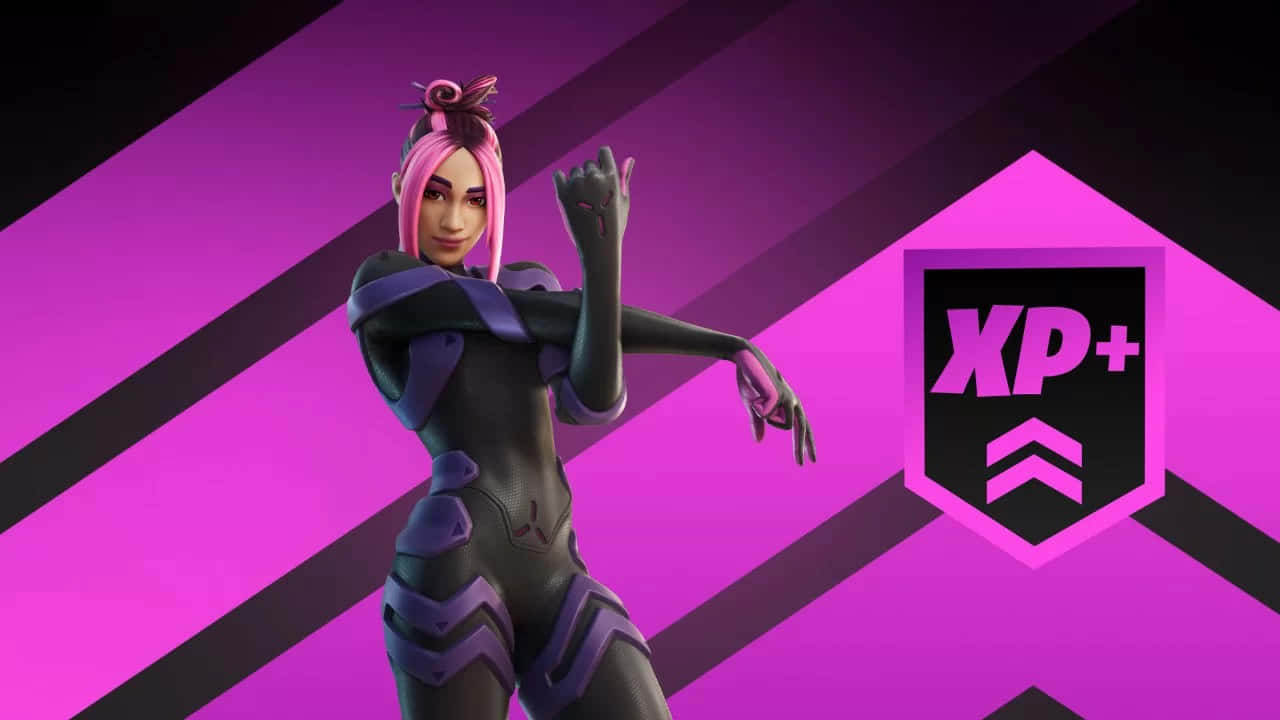 Fortnite Chapter 2 Season 7, pink hair, vibrant purple and black diagonal background, HD Desktop Wallpaper