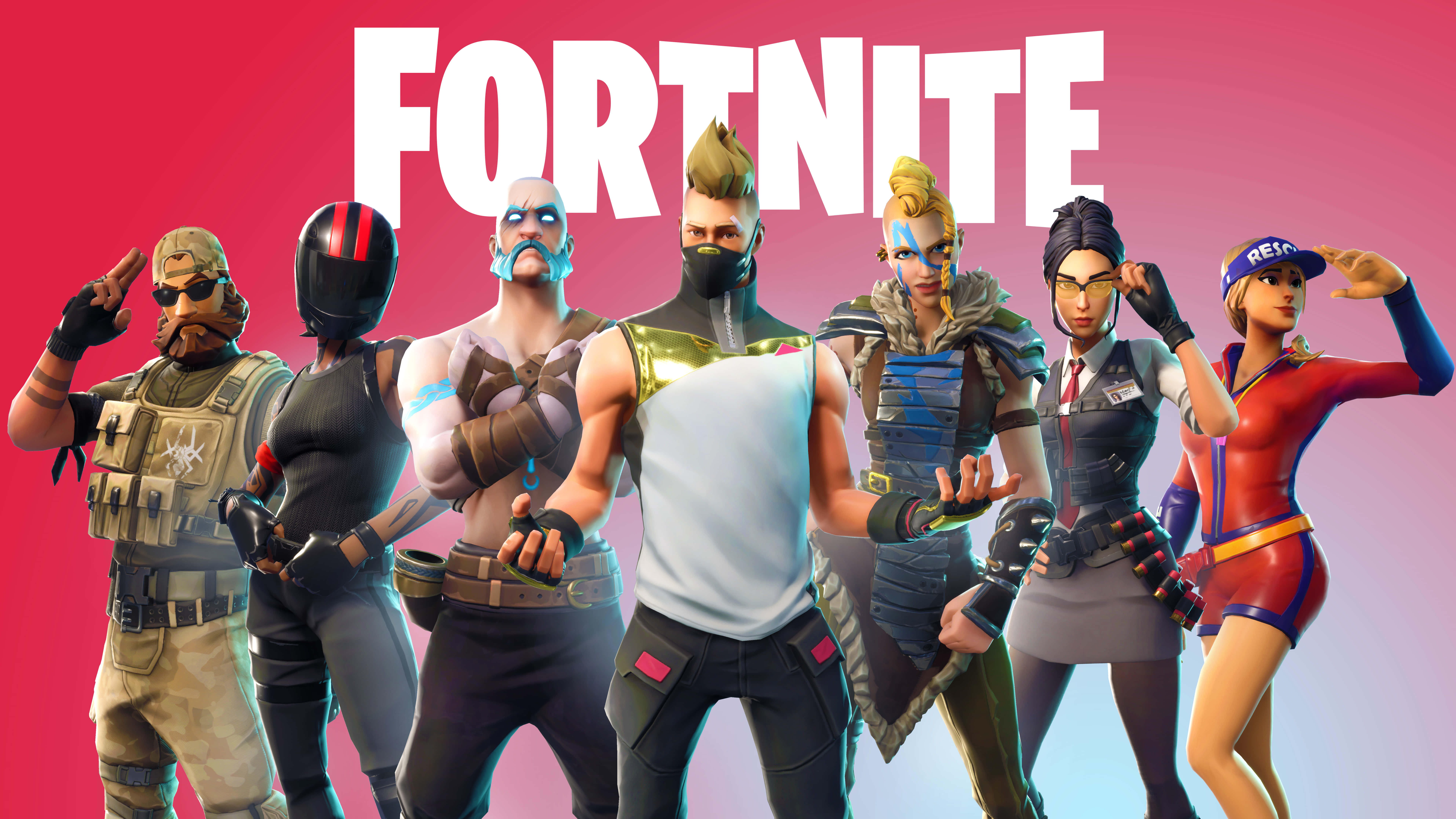 Fortnite, Chapter 2 Season 7, gradient pink background, 8K Desktop Wallpaper