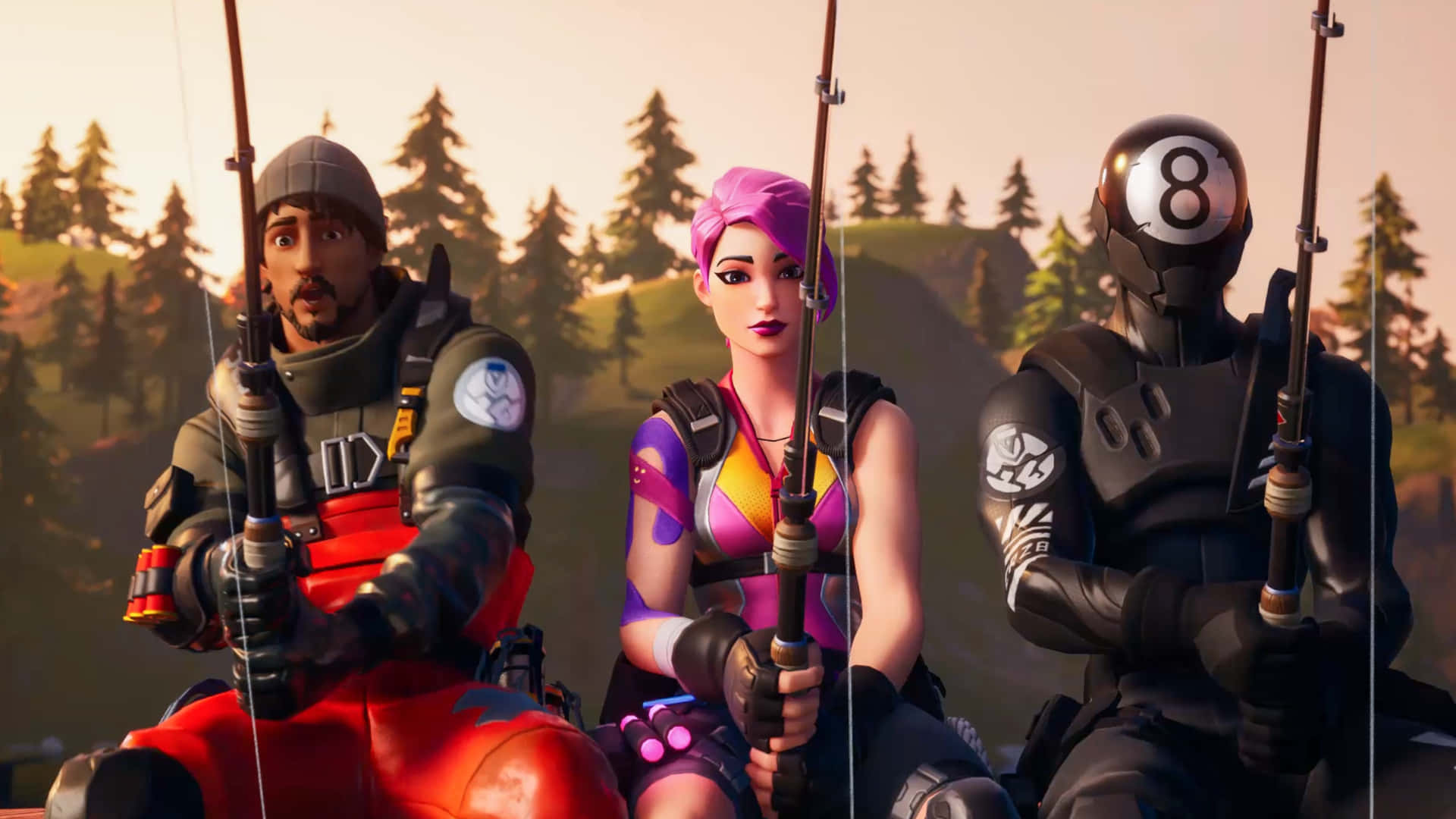 Fortnite Chapter 2 Season 7, fishing gear, boat, Full HD Desktop Wallpaper