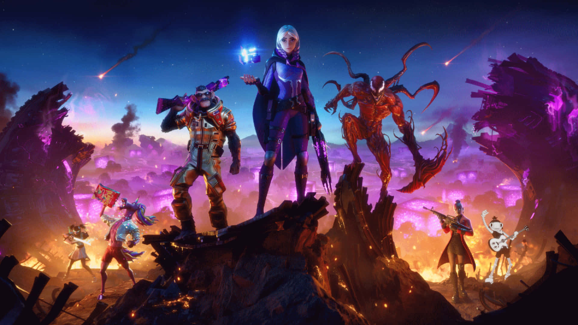 Fortnite Chapter 3 Season 1, cosmic sky, vibrant purple, Full HD Desktop Wallpaper