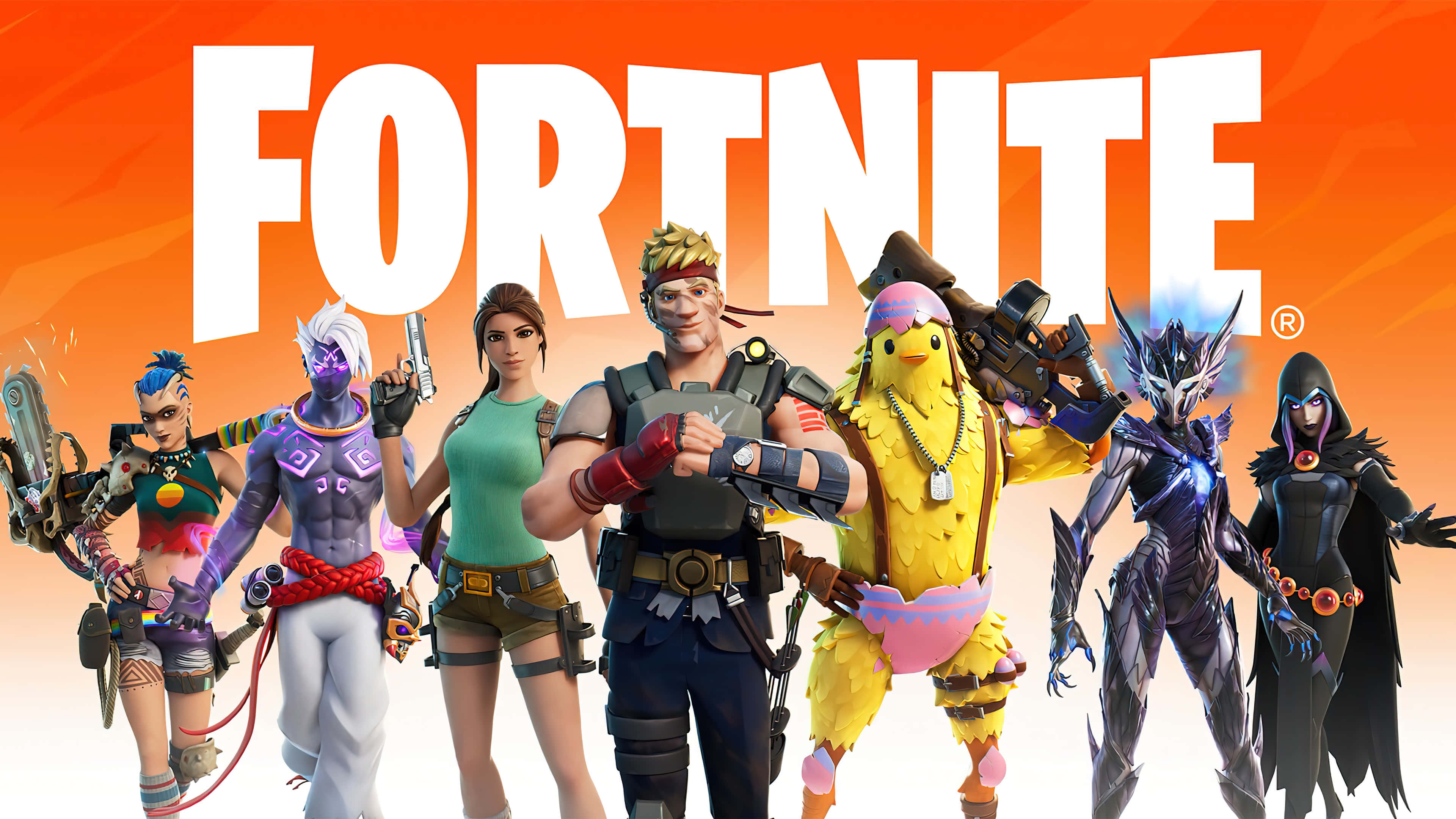 Fortnite Chapter 3 Season 1, motorboat, orange gradient background, 4K Desktop Wallpaper