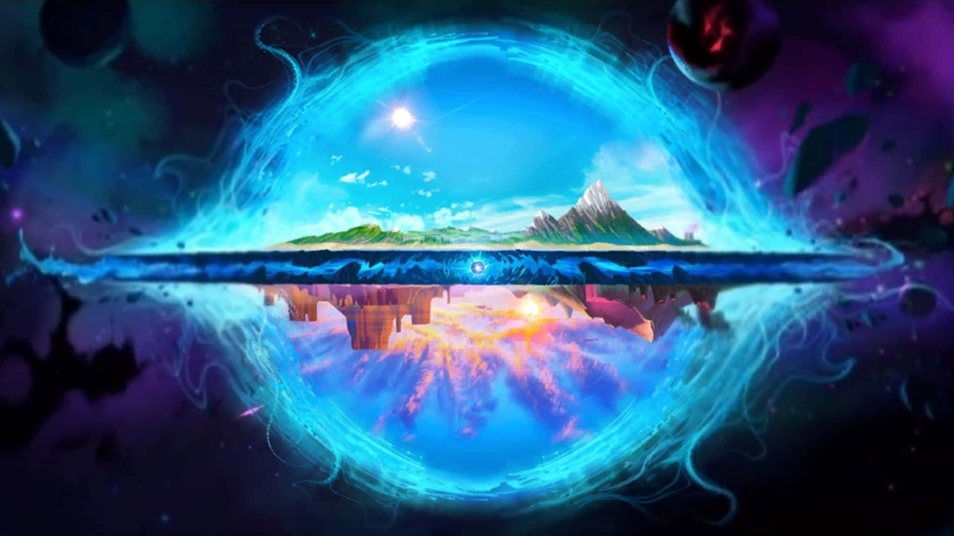 Fortnite Chapter 3 Season 1, cosmic void, glowing blue portal, Full HD Desktop Wallpaper