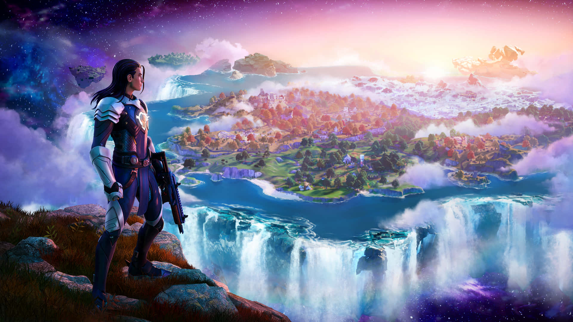 Fortnite Chapter 3 Season 1, battle bus, cliff, Full HD Desktop Wallpaper