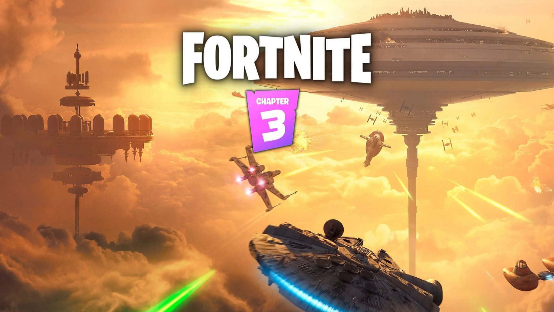 Fortnite Chapter 3 Season 1, starships, lasers, Full HD Desktop Wallpaper