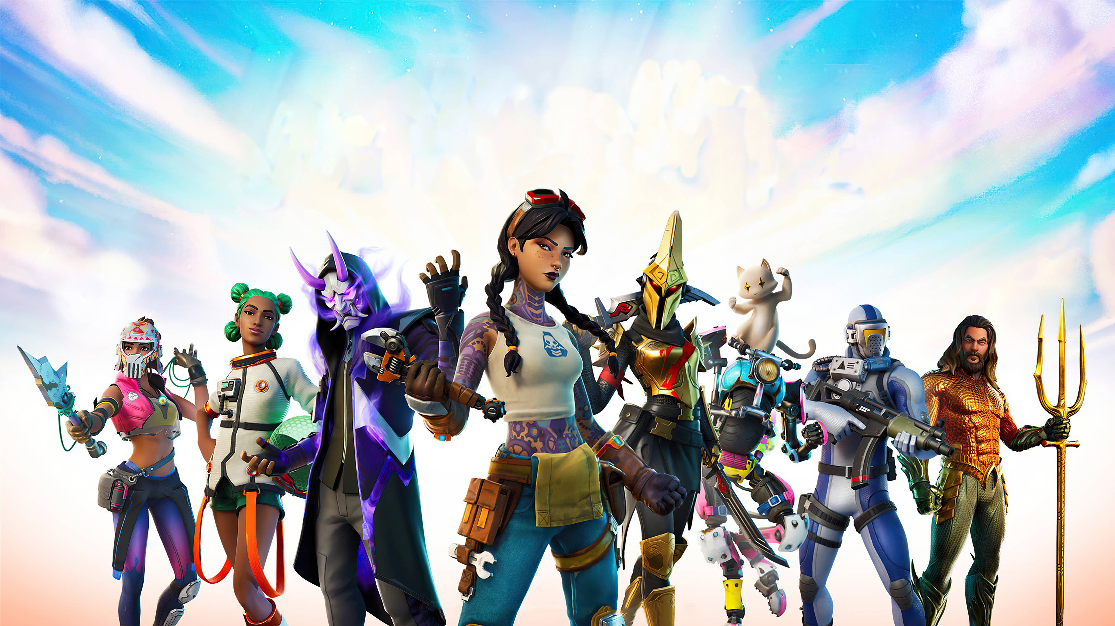 Fortnite Chapter 3, Fortnite characters, colorful futuristic gear, 4K Desktop Wallpaper
