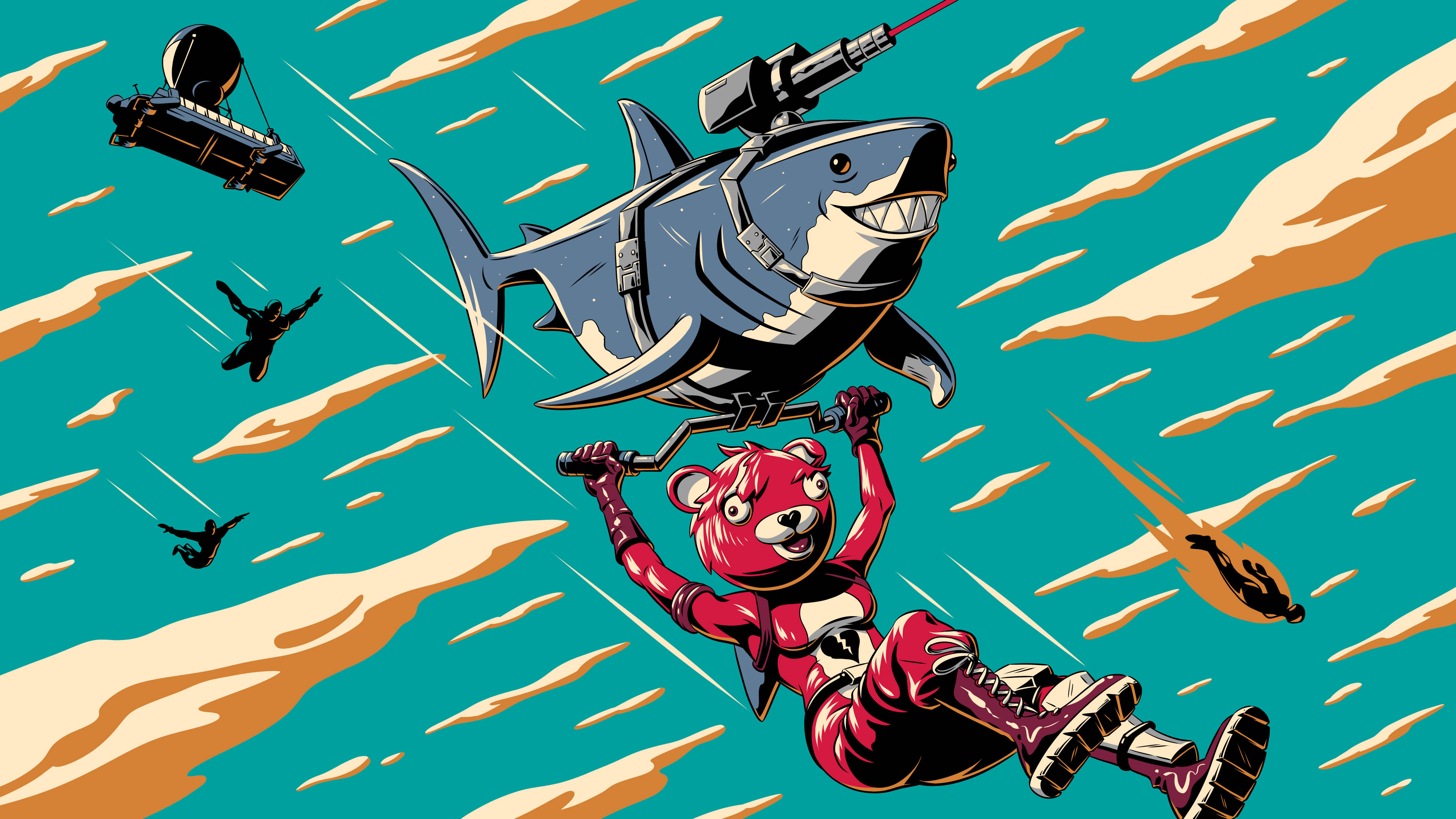 Fortnite Chapter 3, cartoon bear, red gear, 4K Desktop Wallpaper