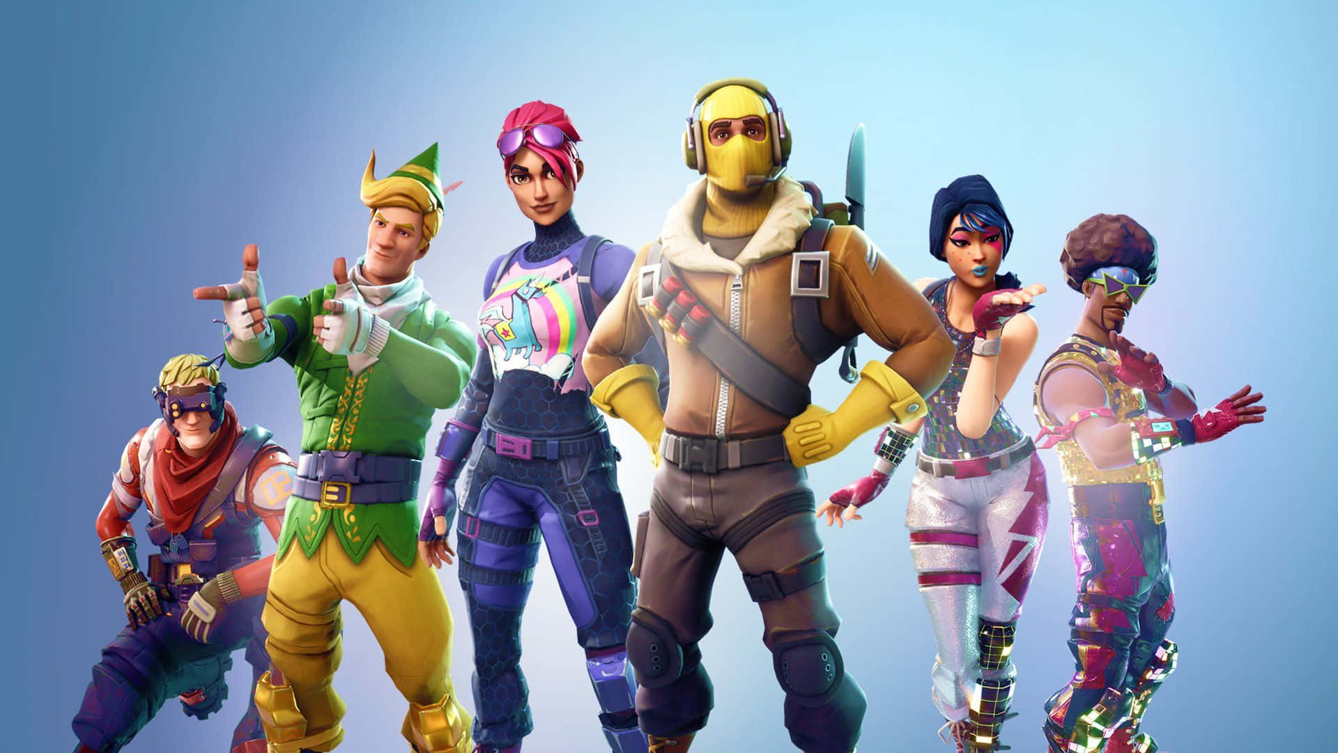 Fortnite, Fortnite characters, vibrant outfits, Full HD Desktop Wallpaper