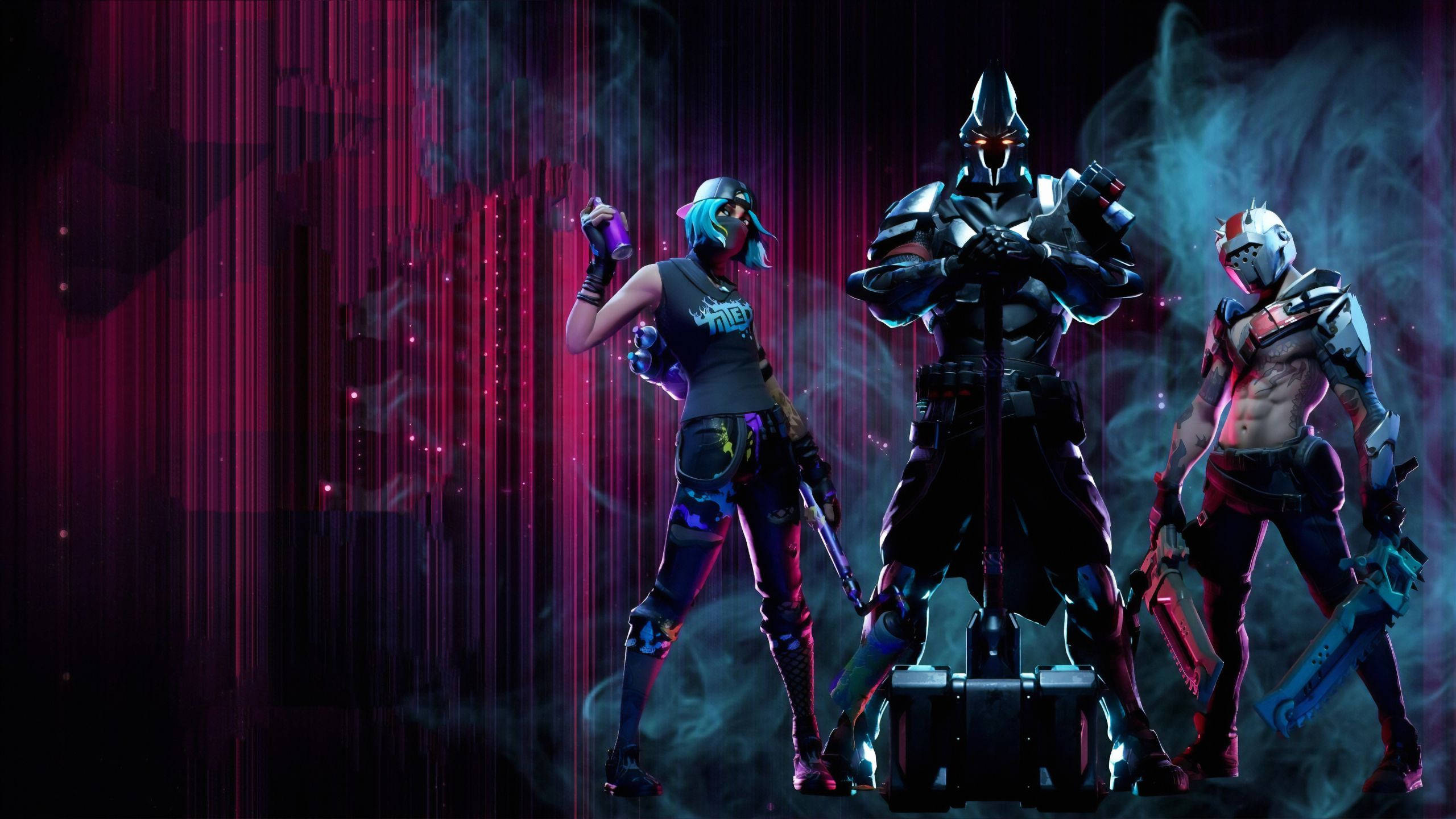 Fortnite, 2560x1440, three characters, 2K Desktop Wallpaper