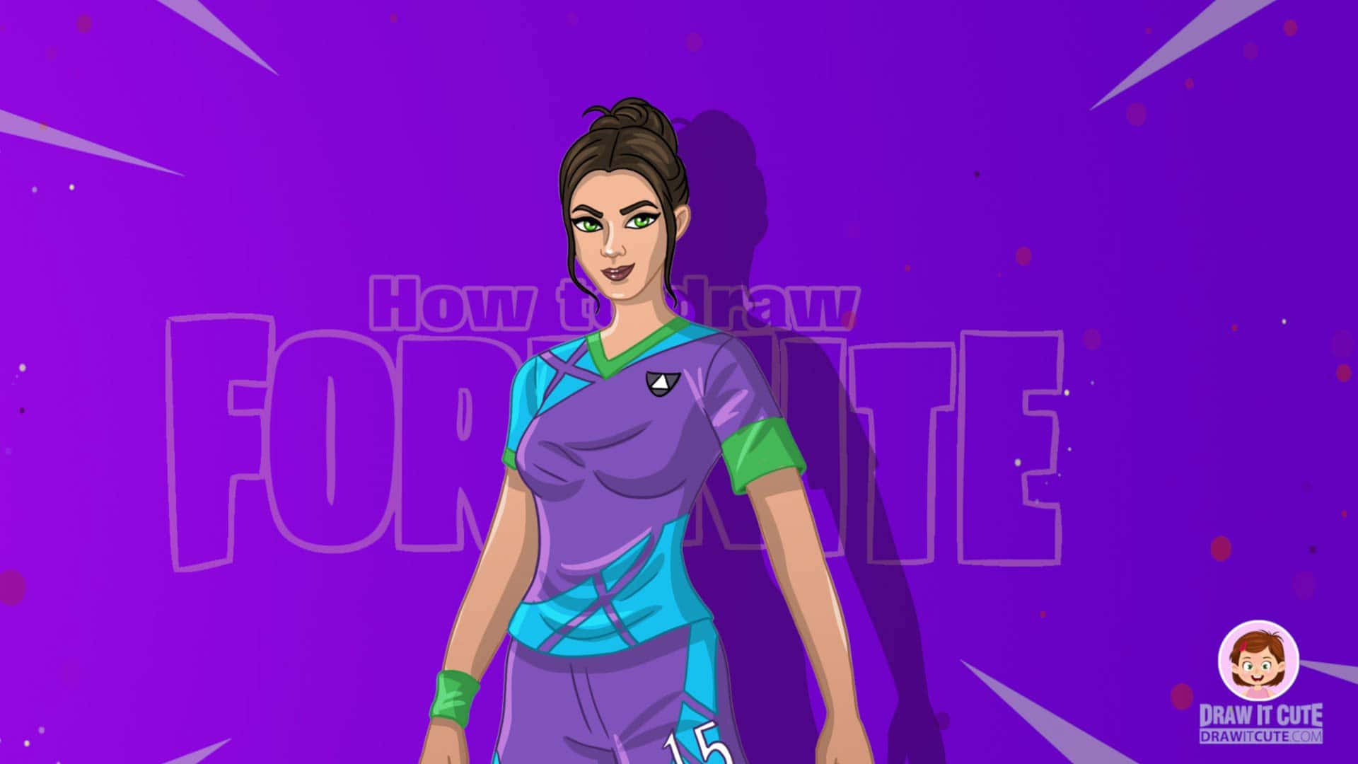 Fortnite, female Fortnite character, purple and teal sports gear, Full HD Desktop Wallpaper