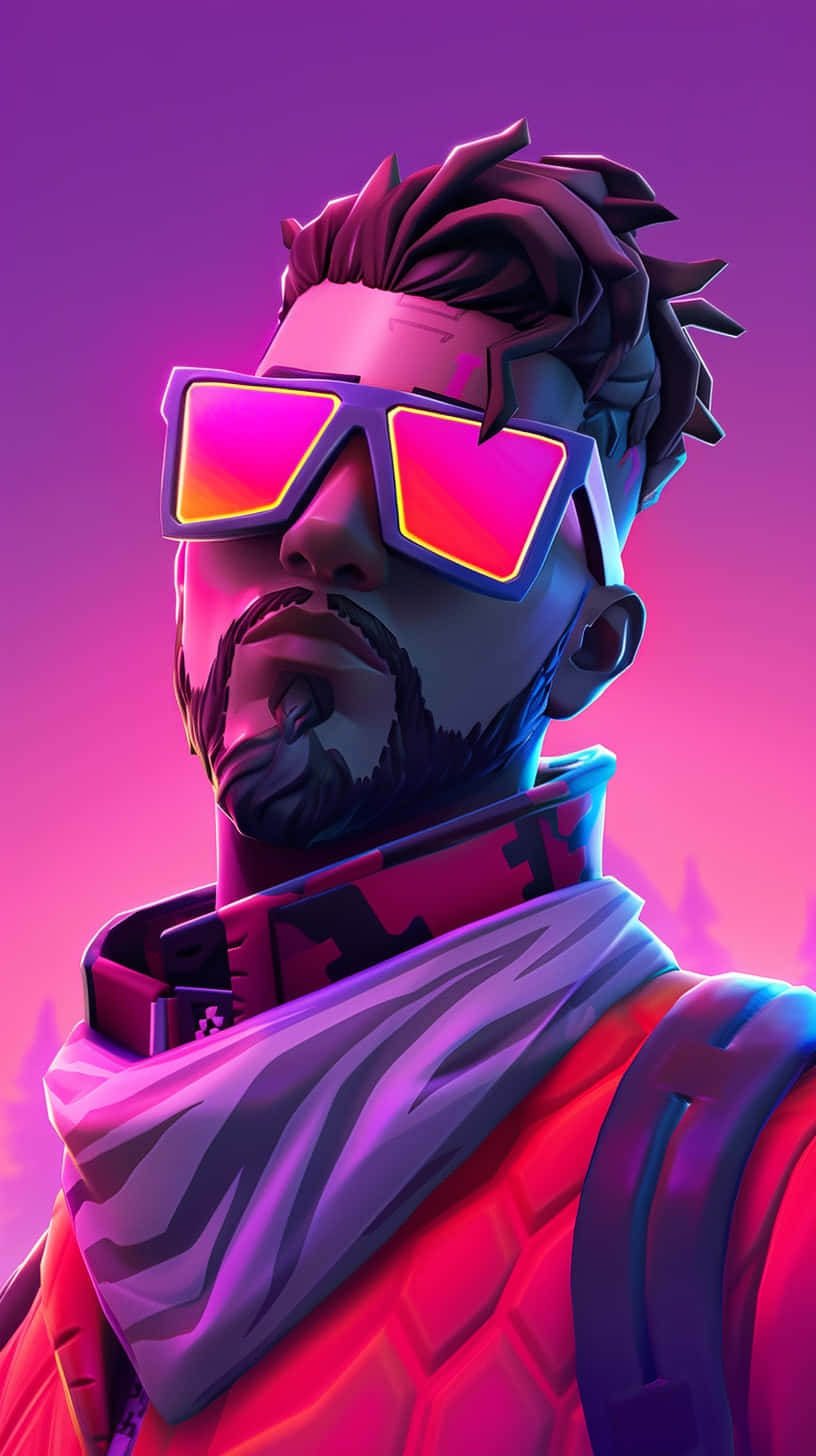 Fortnite, glowing pink sunglasses, zebra-patterned scarf, HD Phone Wallpaper
