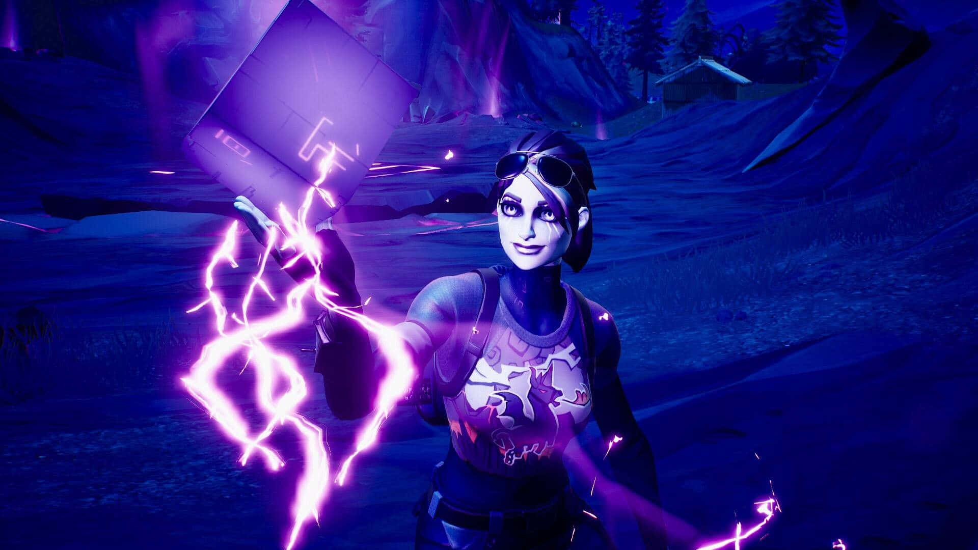 Fortnite Dark Bomber, pickaxe, glowing purple lightning, Full HD Desktop Wallpaper
