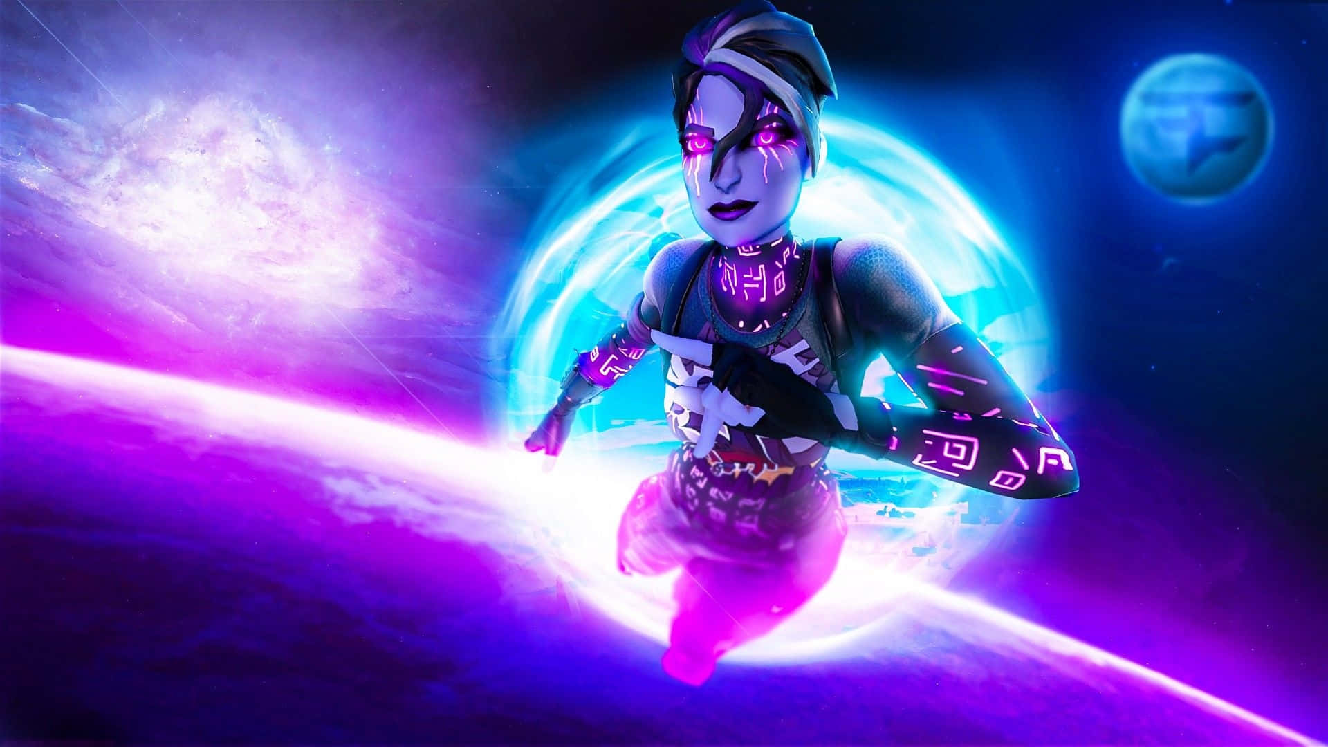 Fortnite Dark Bomber, cosmic energy, glowing pink eyes, Full HD Desktop Wallpaper