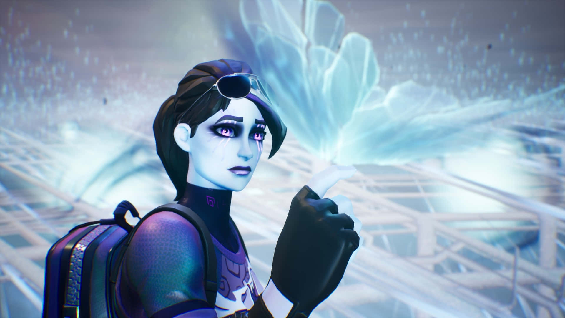 Fortnite Dark Bomber, crystal backdrop, cyberpunk woman, Full HD Desktop Wallpaper