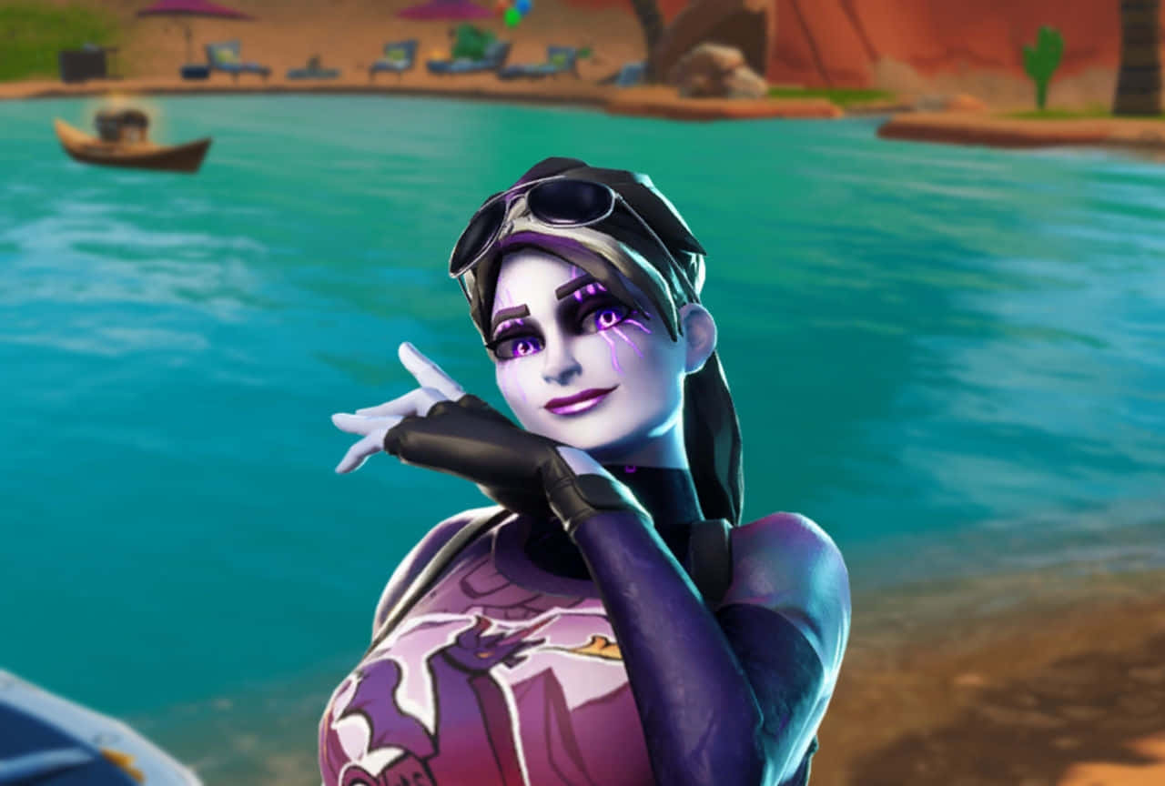 Fortnite Dark Bomber, purple and black armored character, glowing eyes, HD Desktop Wallpaper