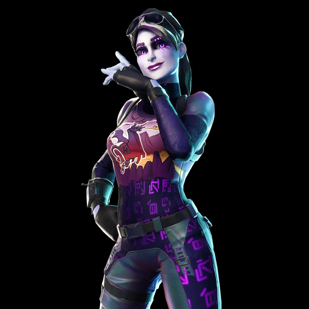 Fortnite Dark Bomber, purple and teal outfit, glowing accents, SD Desktop Wallpaper
