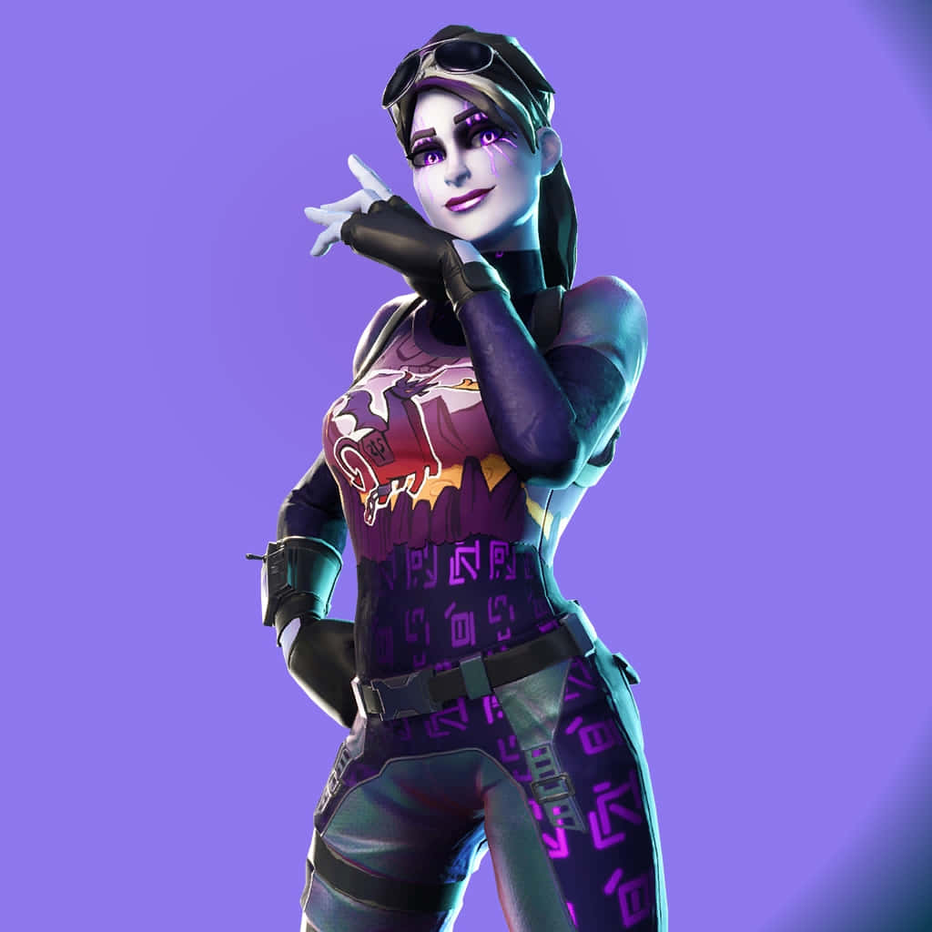 Fortnite Dark Bomber, purple and black outfit, stylized female video game character, SD Desktop Wallpaper