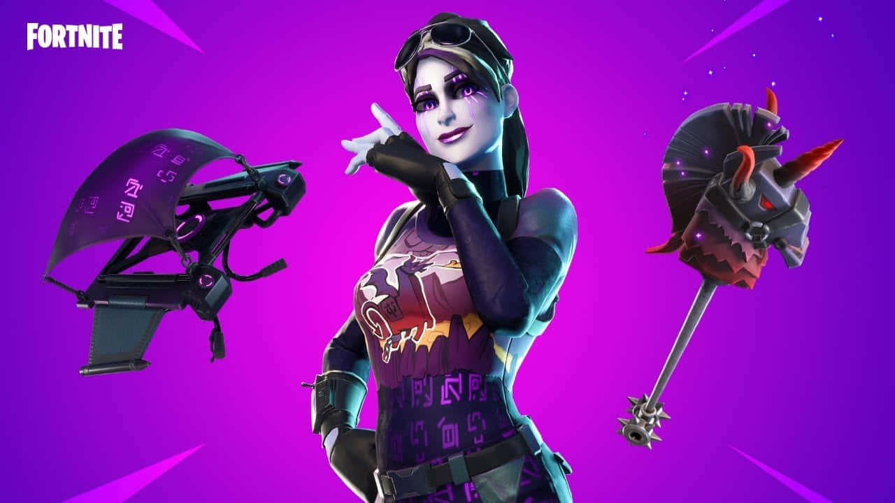 Fortnite Dark Bomber, purple and black outfit, futuristic helmet, HD Desktop Wallpaper