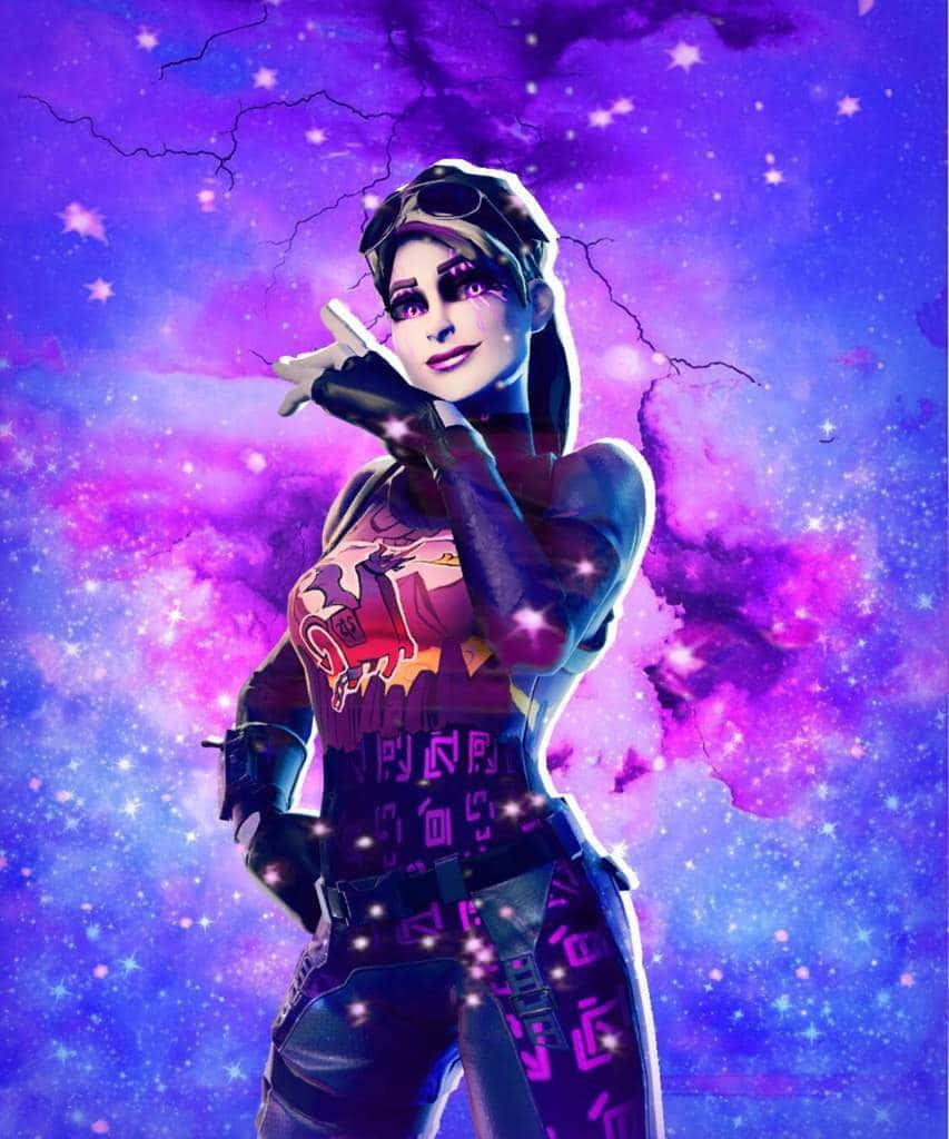 Fortnite Dark Bomber, cosmic purple and blue galaxy, stars, SD Phone Wallpaper