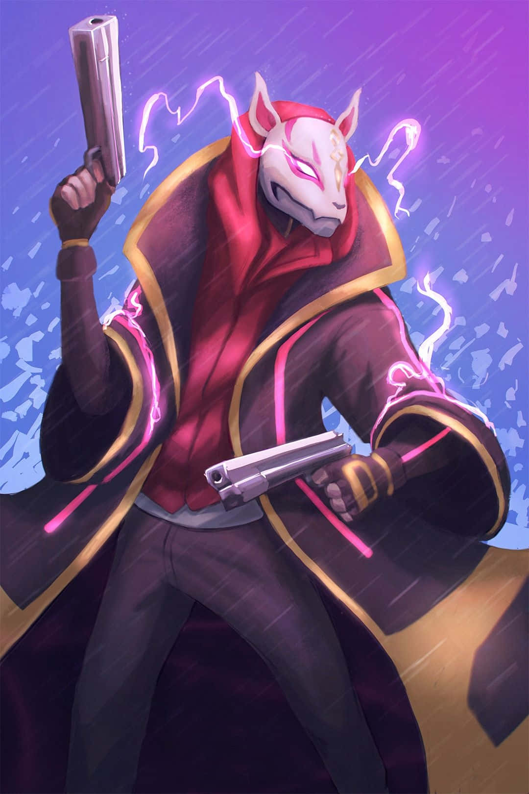 Fortnite Drift, masked fox-like anime character, red coat, HD Phone Wallpaper