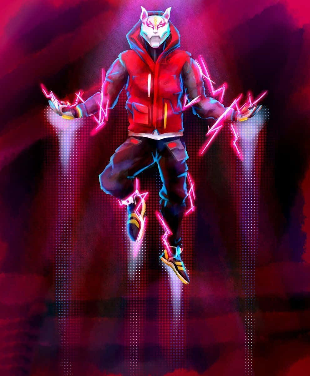 Fortnite Drift, fox mask, glowing pink energy, SD Phone Wallpaper