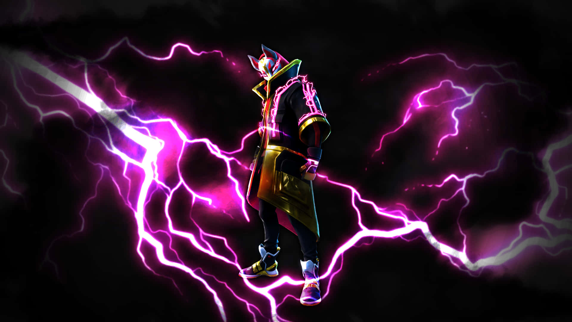 Fortnite Drift, purple suit, lightning bolts, Full HD Desktop Wallpaper