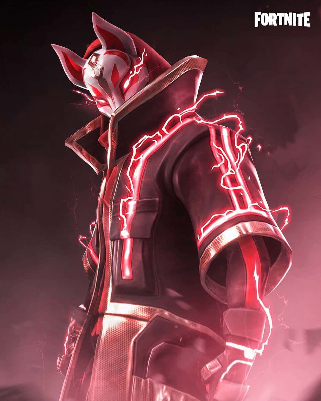 Fortnite Drift, dark armored suit, glowing red lightning patterns, HD Phone Wallpaper