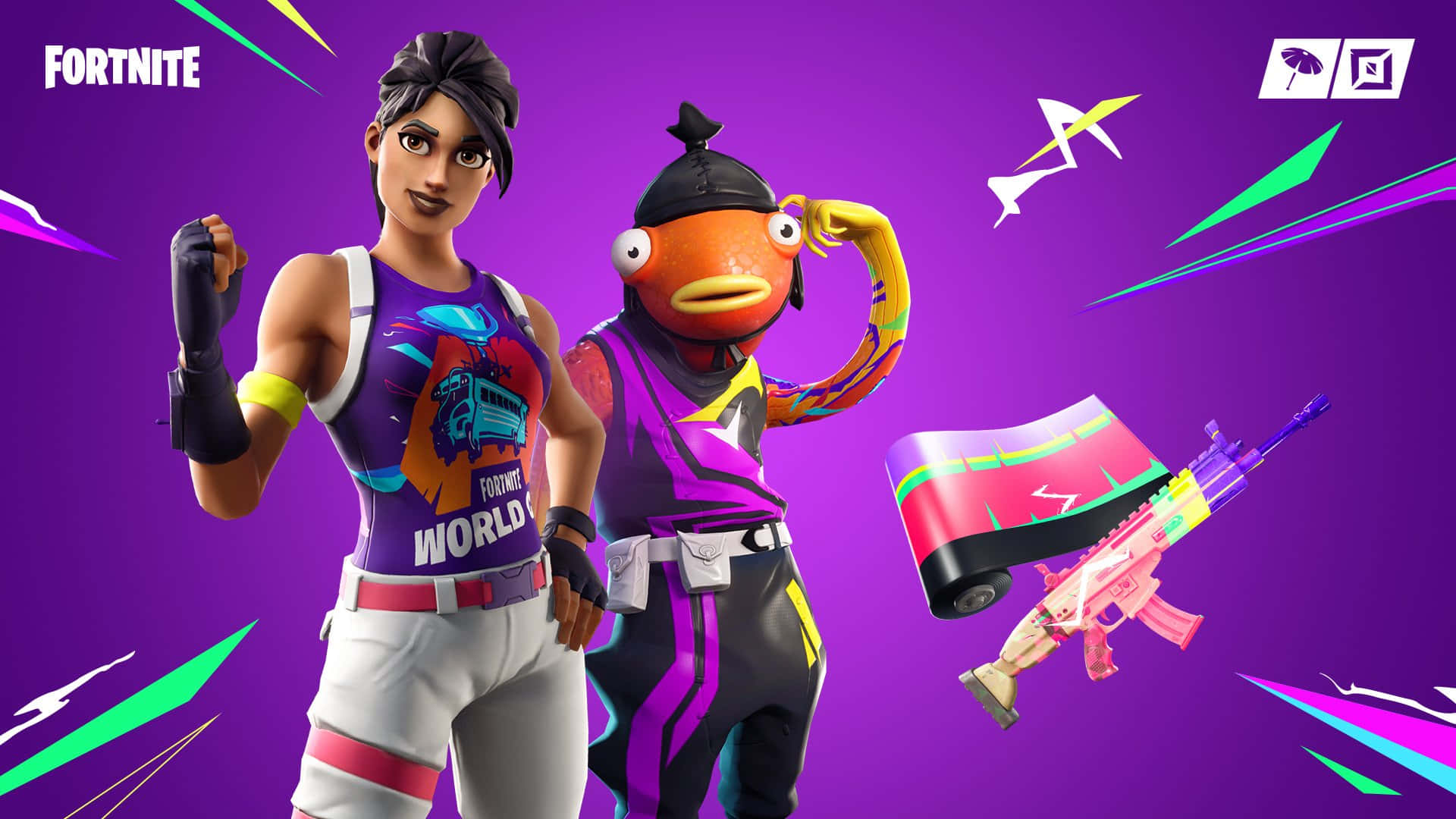 Fortnite Fishstick, Fortnite, vibrant purple background, Full HD Desktop Wallpaper