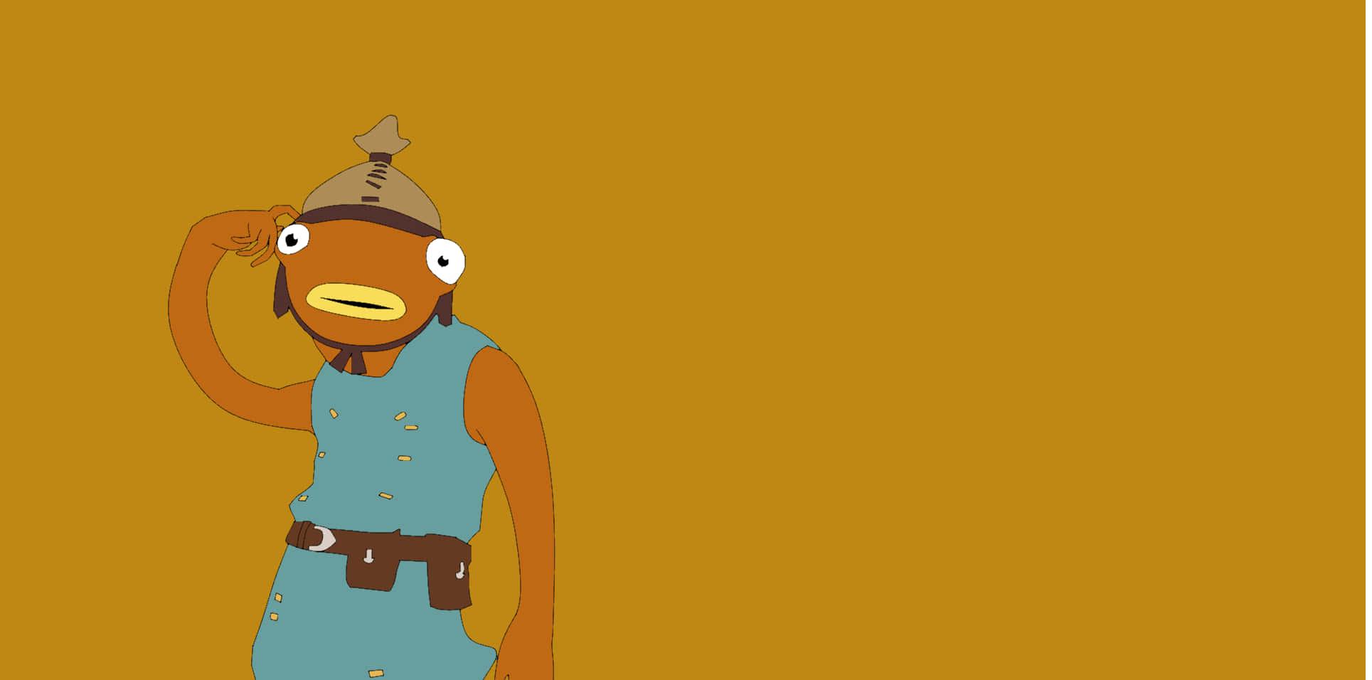 Fortnite Fishstick, cartoon fish character, blue vest, Full HD Desktop Wallpaper