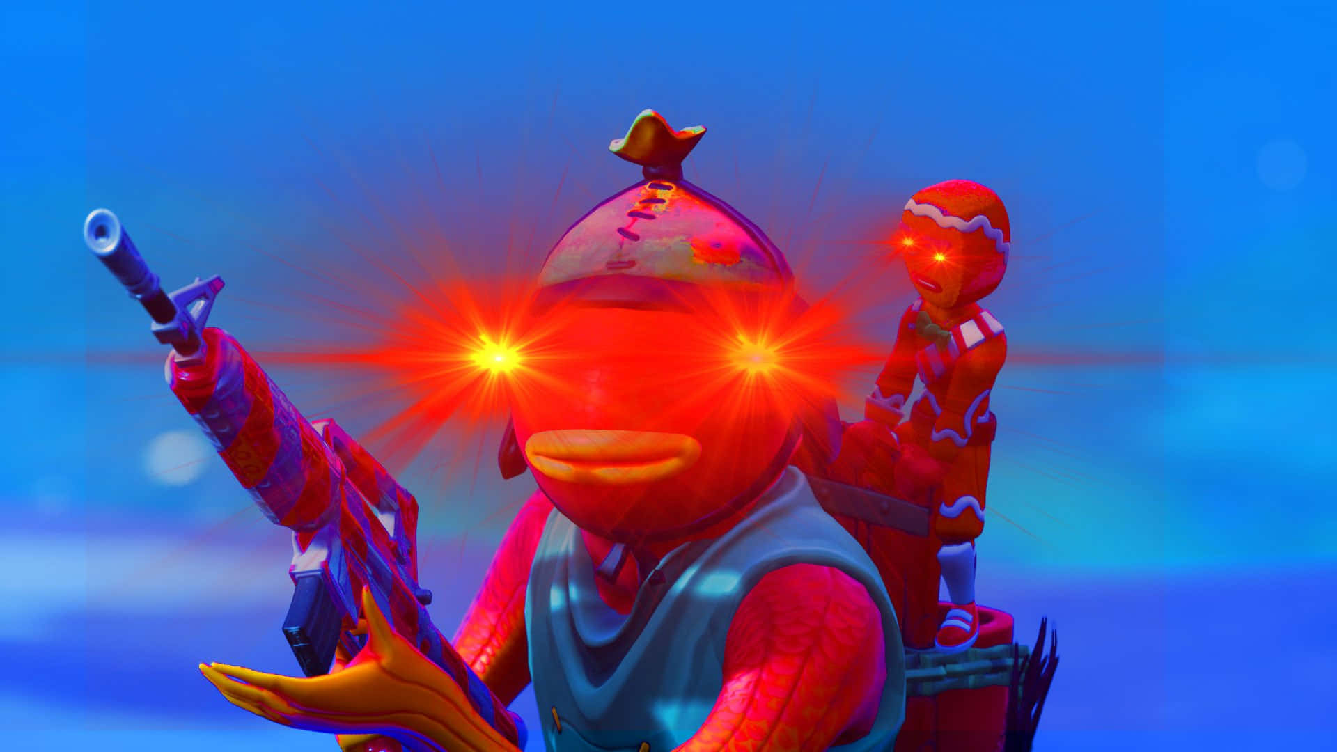 Fortnite Fishstick, Fishstick, red cartoon duck, Full HD Desktop Wallpaper