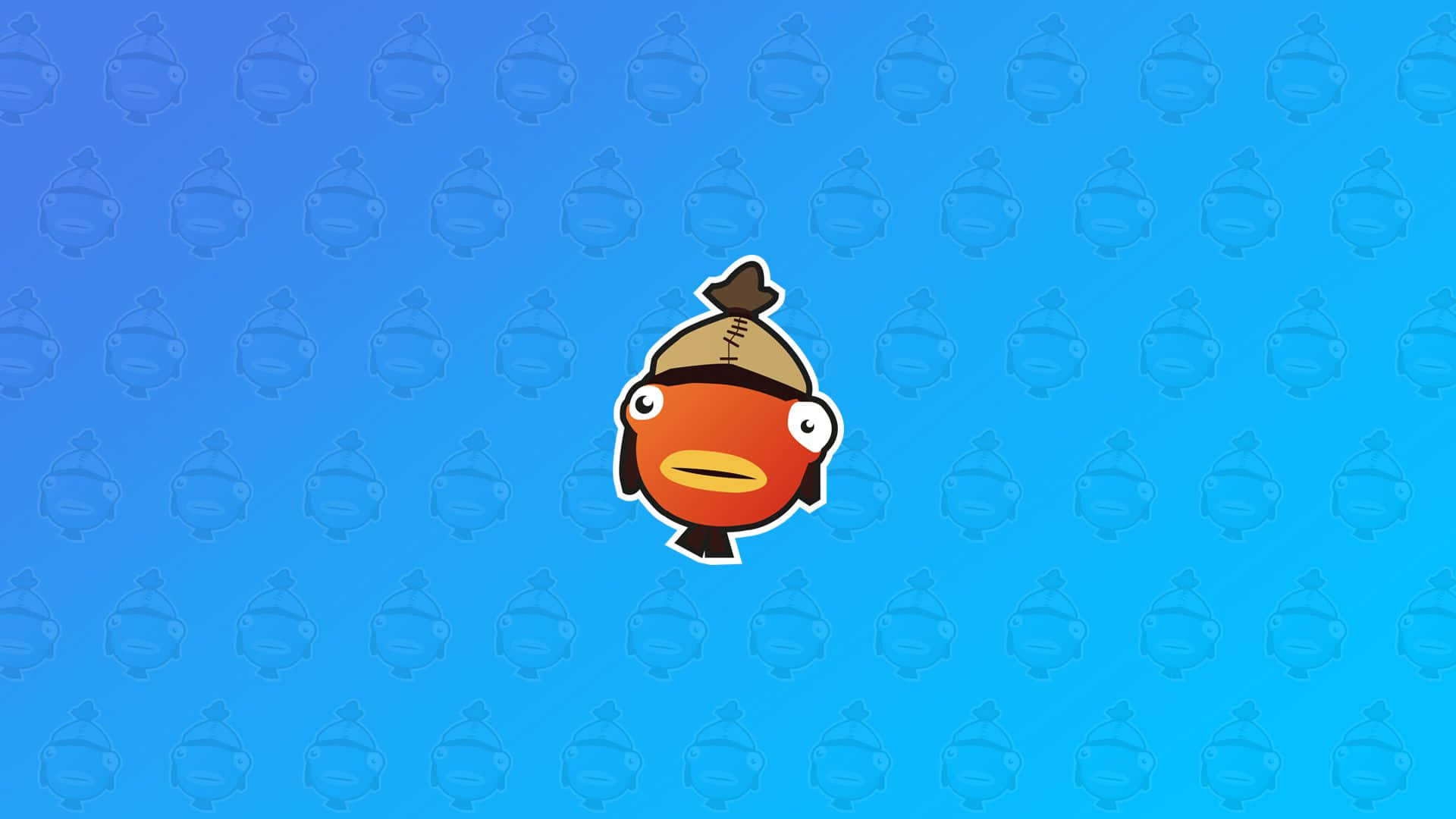 Fortnite Fishstick, brown hat, blue gradient background, Full HD Desktop Wallpaper