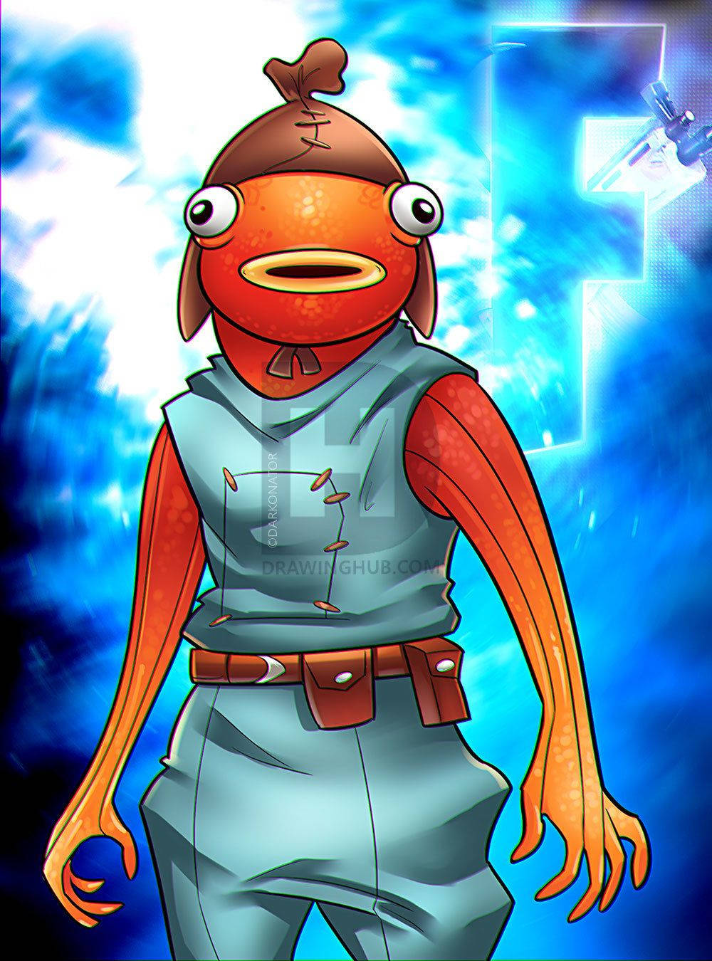 Fishstick, Fortnite, orange fish character, HD Phone Wallpaper