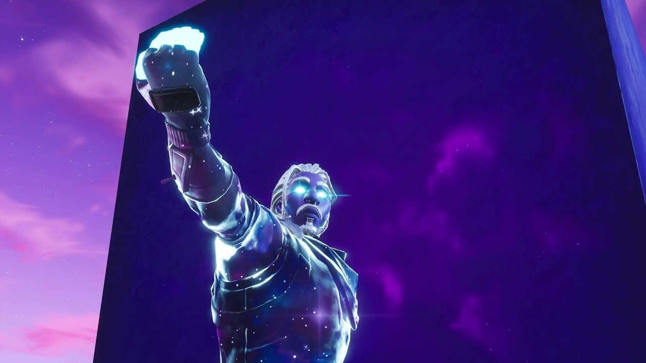 Fortnite Galaxy, cosmic statue, vibrant purple and pink nebula sky, HD Desktop Wallpaper